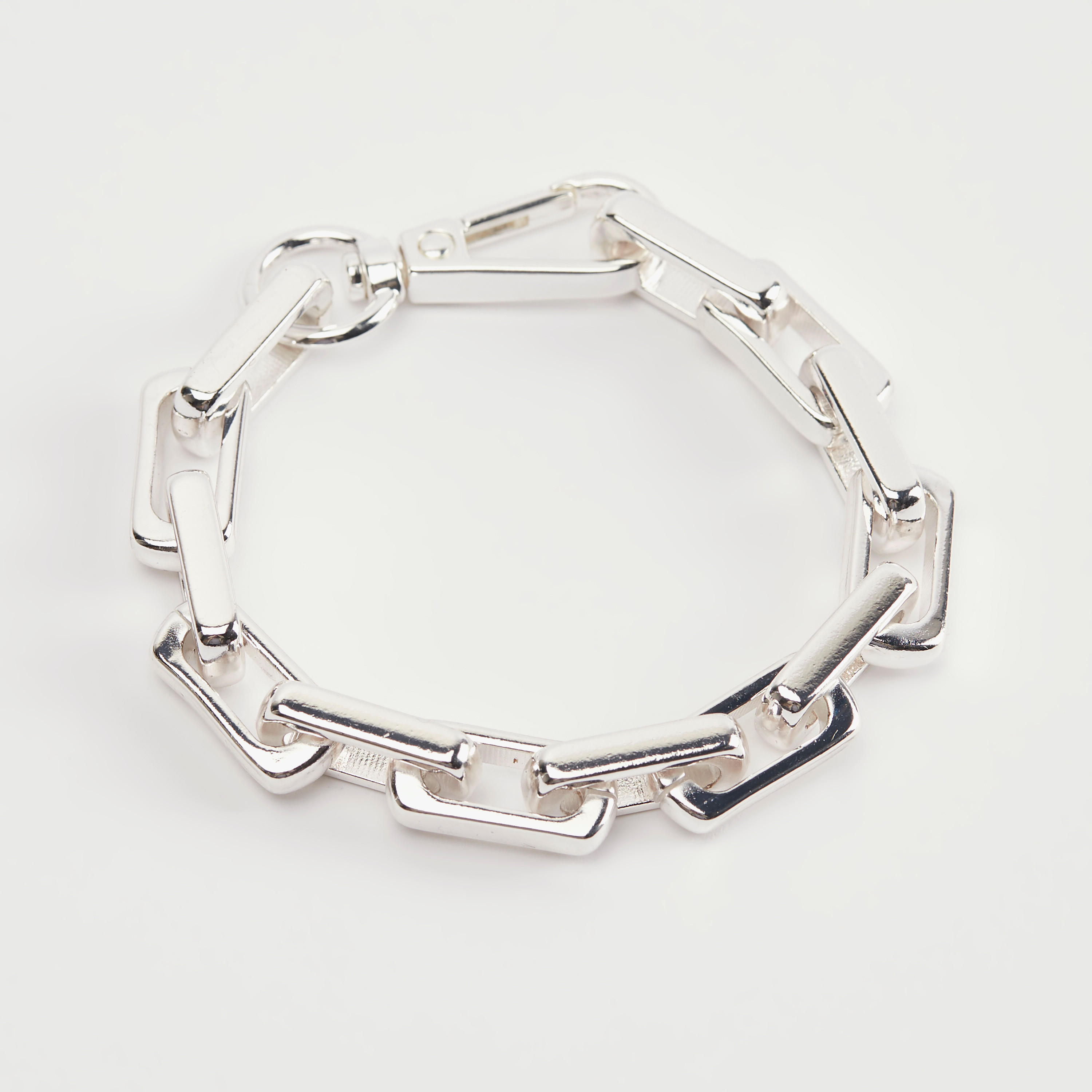 Metallic Chain Link Bracelet with Lobster Clasp Closure-men-watchesandjewellery-bracelets-image-1