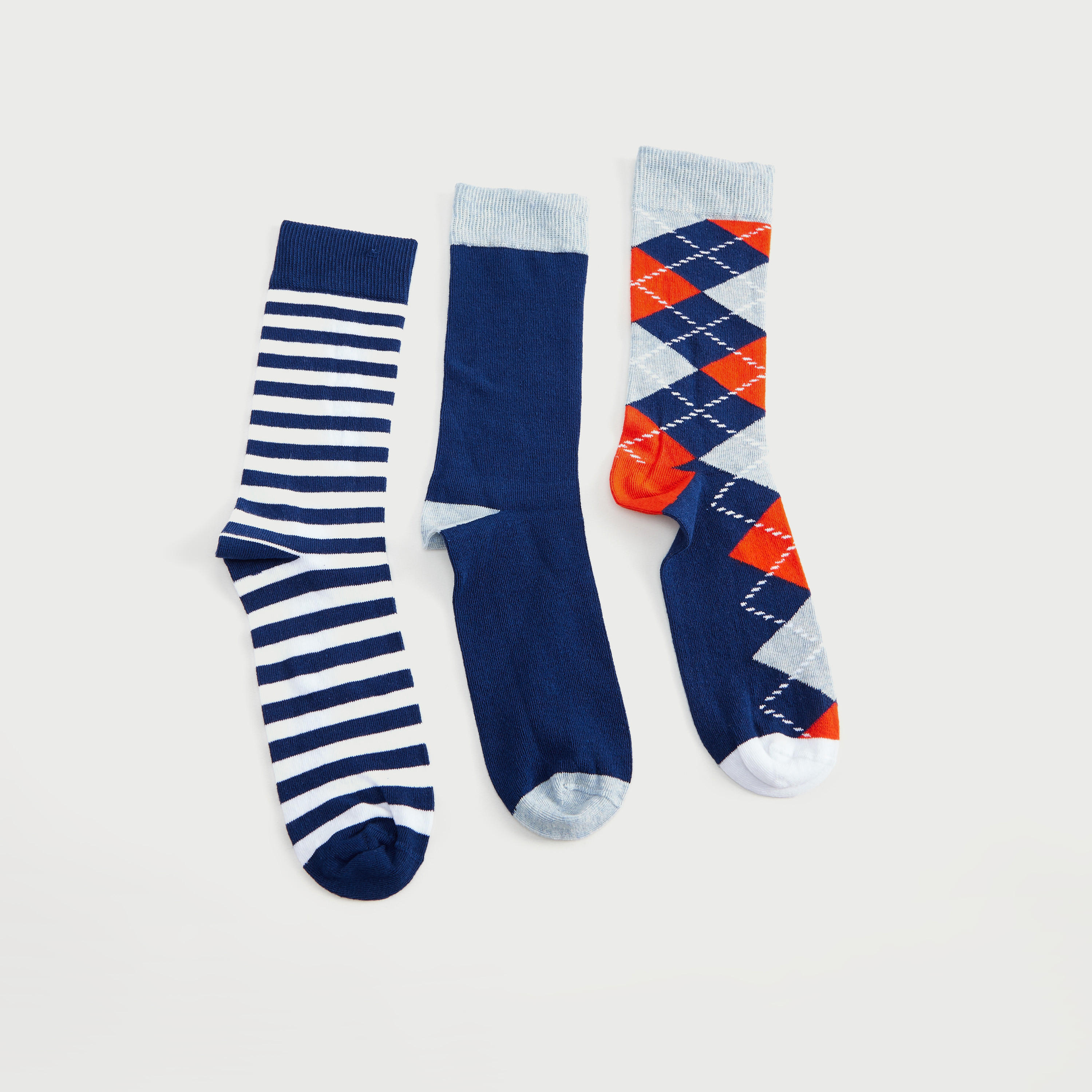 جوارب متنوّعة بطول ربلة السّاق - طقم من 3-men-socks-image-1