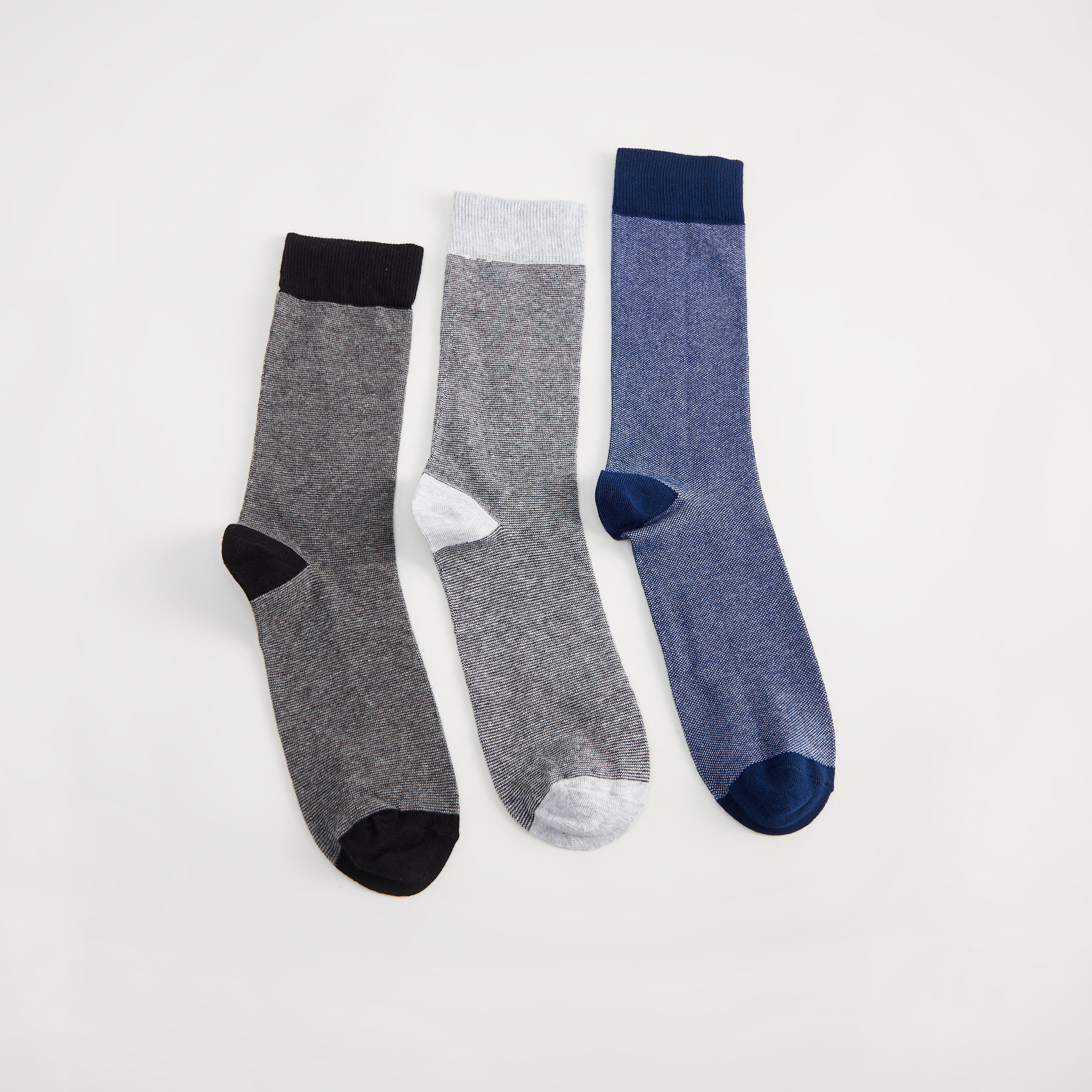 جوارب سادة بطول ربلة الساق - طقم من 3-men-socks-image-1