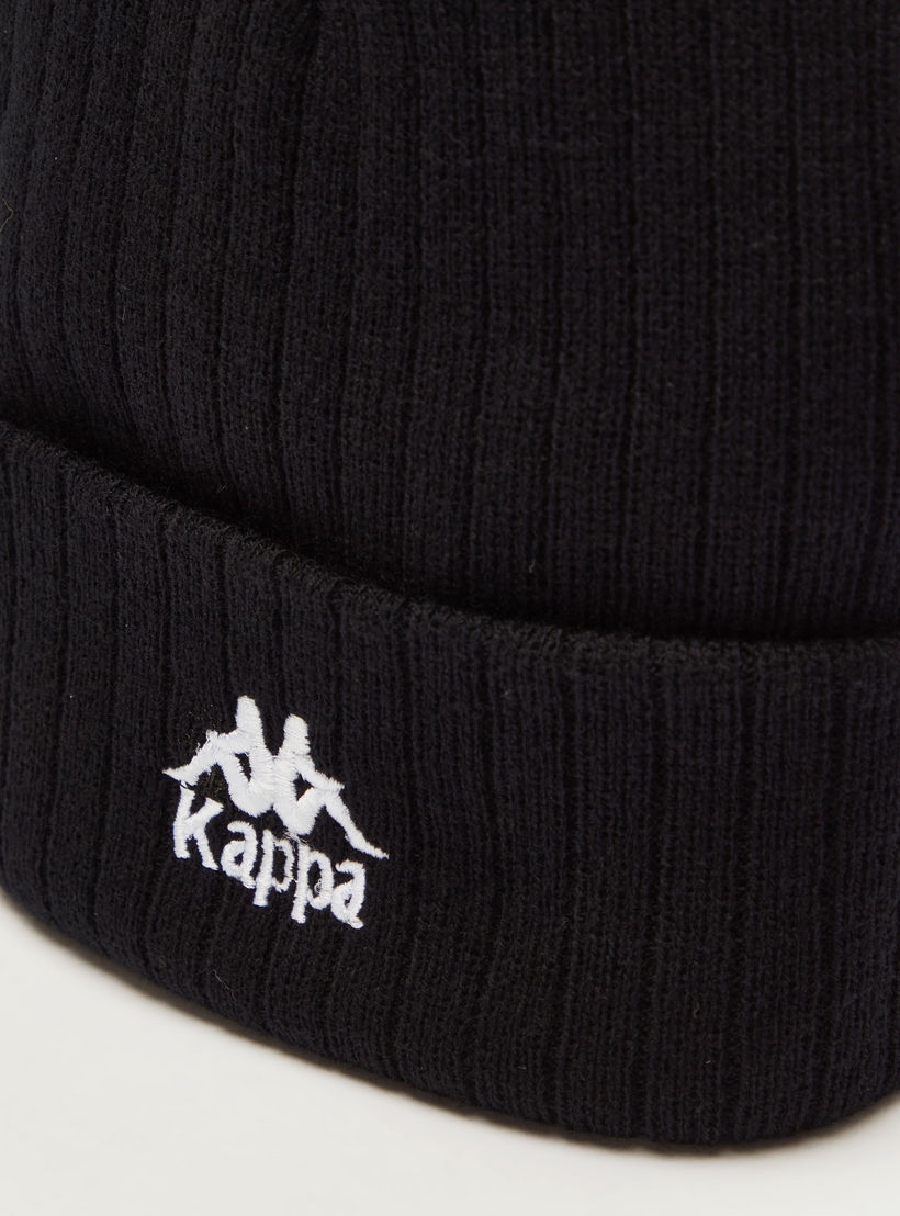 Kappa Textured Beanie with Embroidered Logo and Cuffed Hem-men-clothing-sportswearandactivewear-accessories-image-3