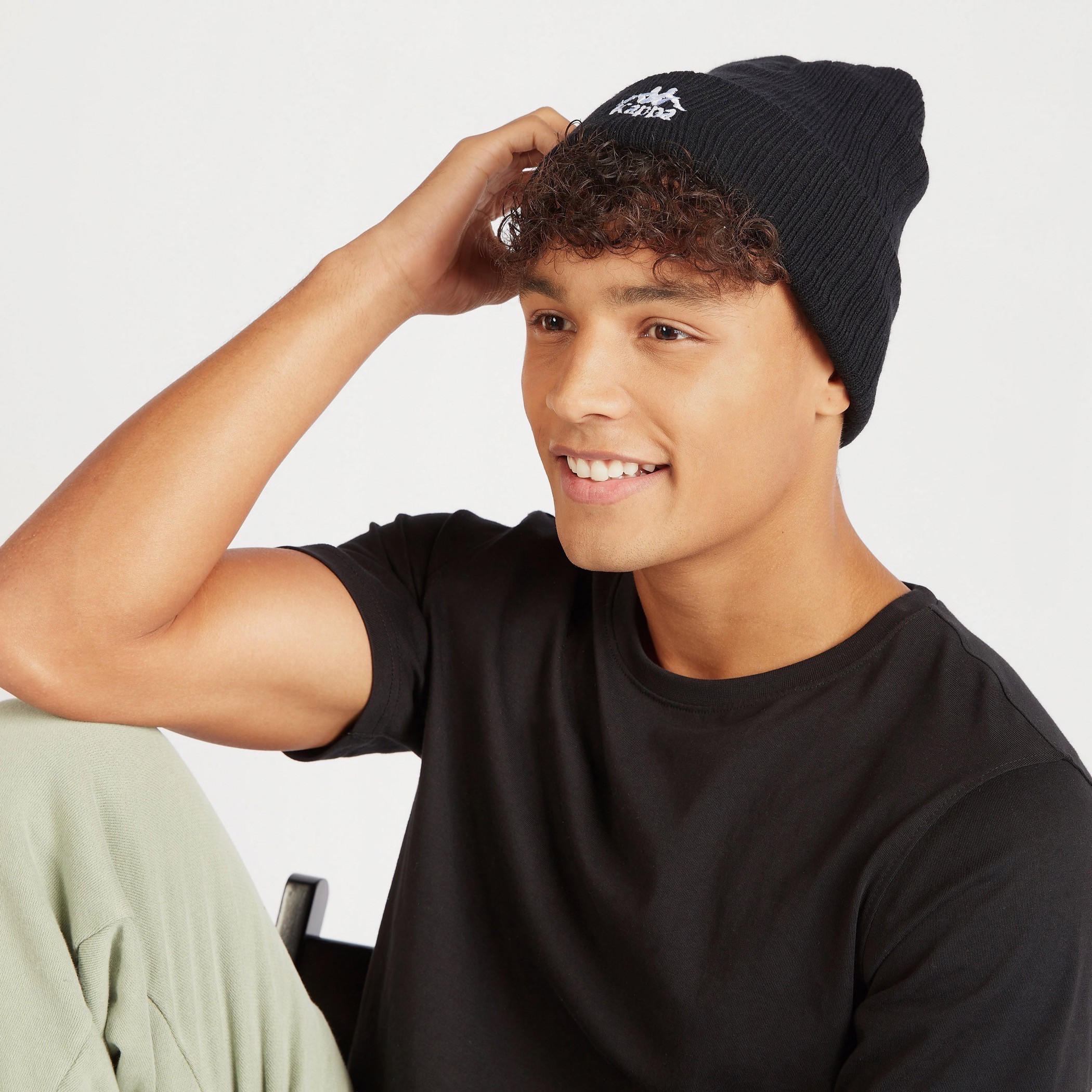 Kappa Textured Beanie with Embroidered Logo and Cuffed Hem-men-clothing-sportswearandactivewear-accessories-image-2