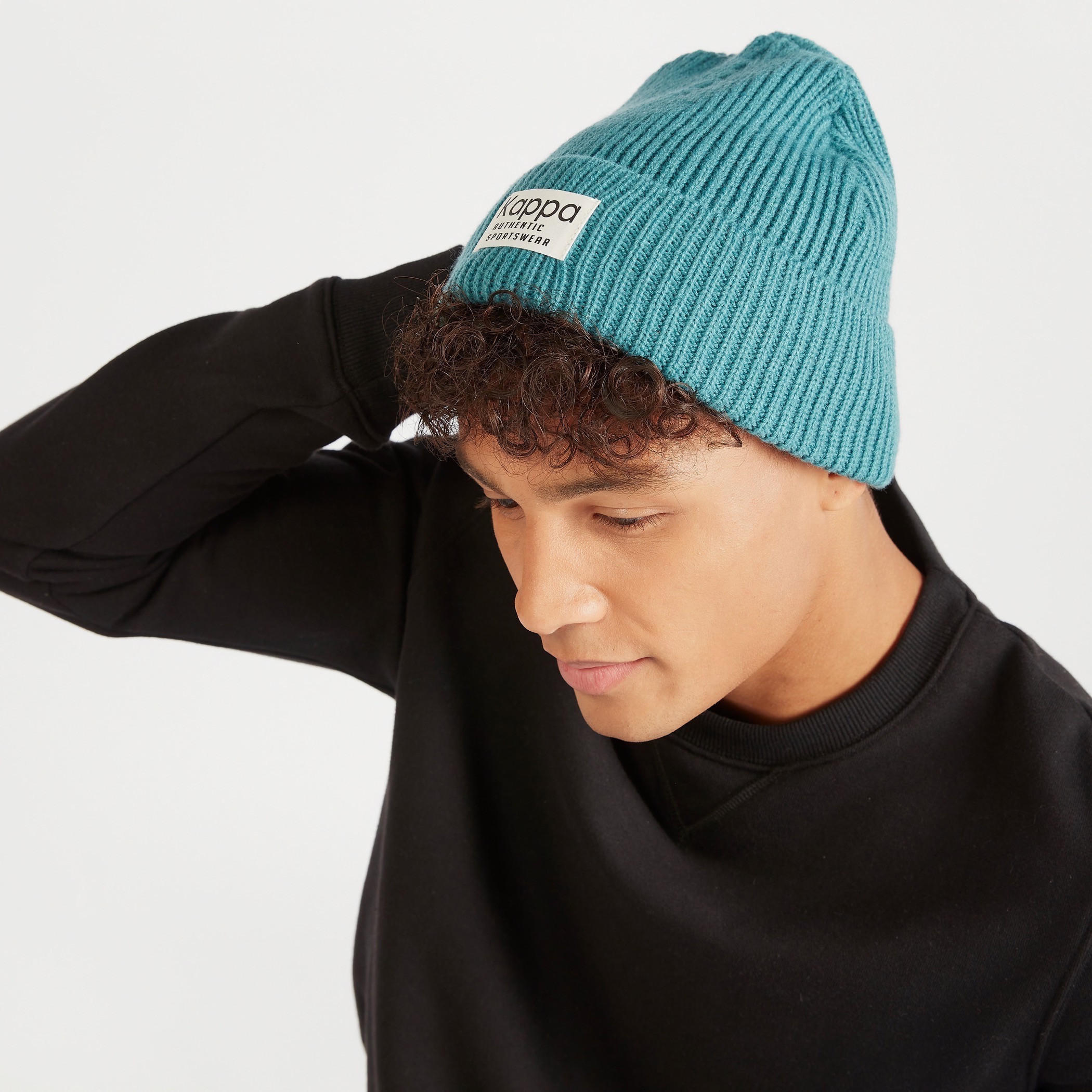 Kappa Textured Beanie Cap with Cuffed Hem-men-caps-image-2