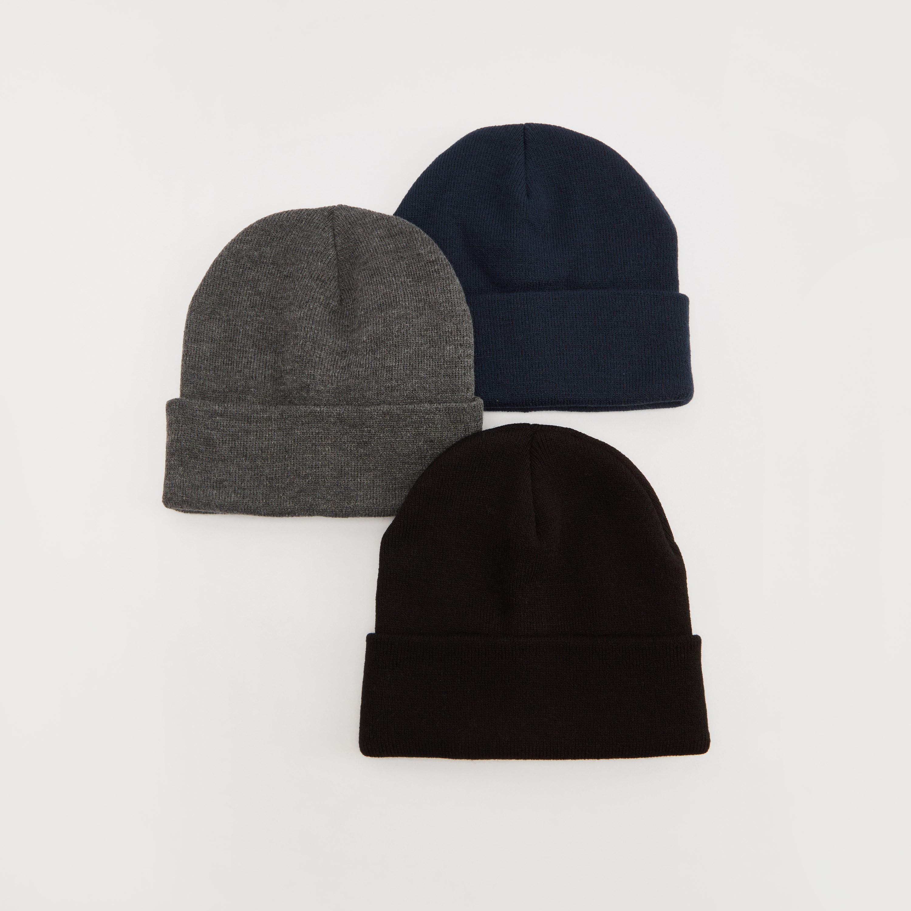 قبعة كاب بيني سادة بأطراف مطّاطية - طقم من 3 قطع-men-caps-image-6