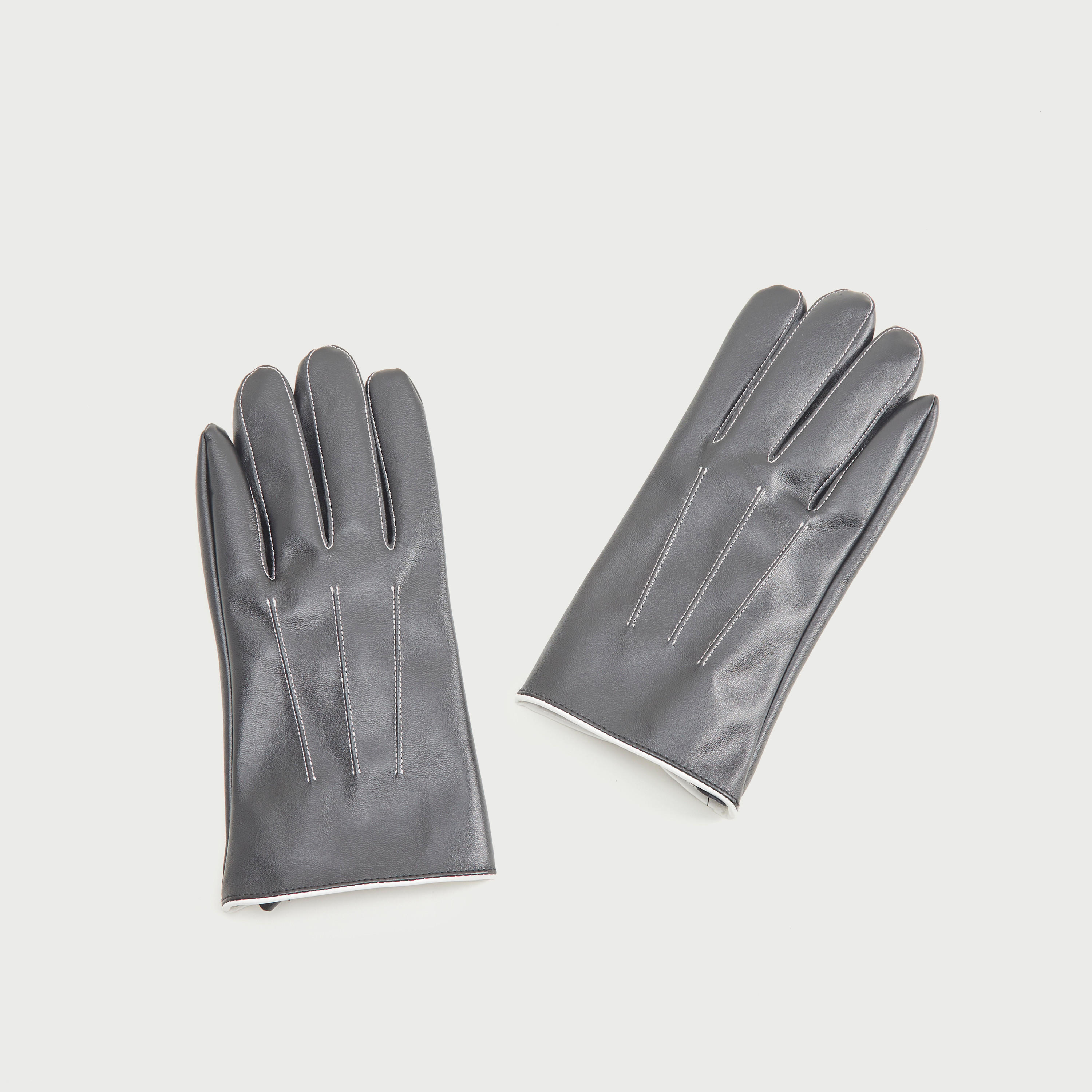 Textured Gloves with Snap Button Closure-men-scarvesandgloves-image-1