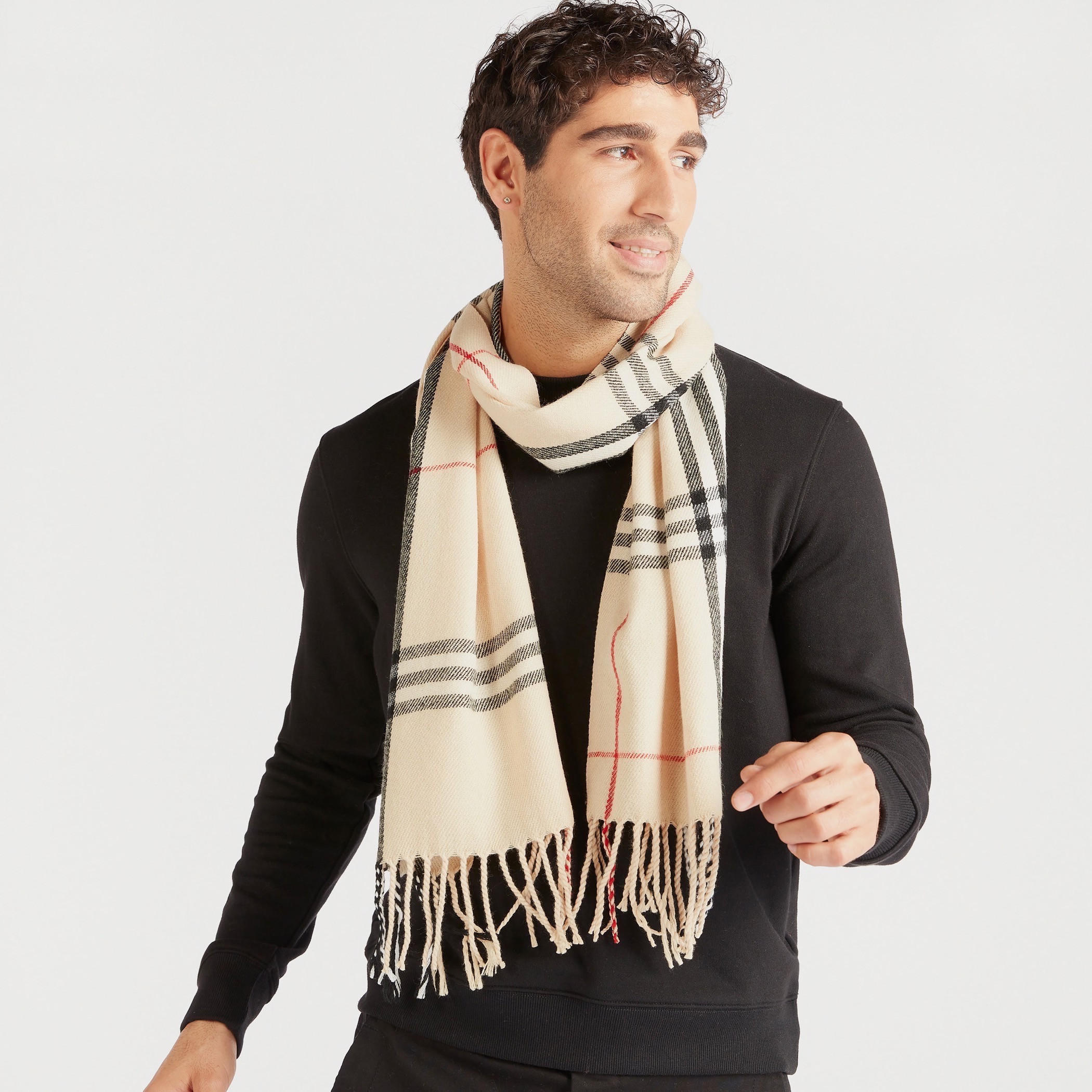 Checked Scarf with Fringes-men-scarvesandgloves-image-2
