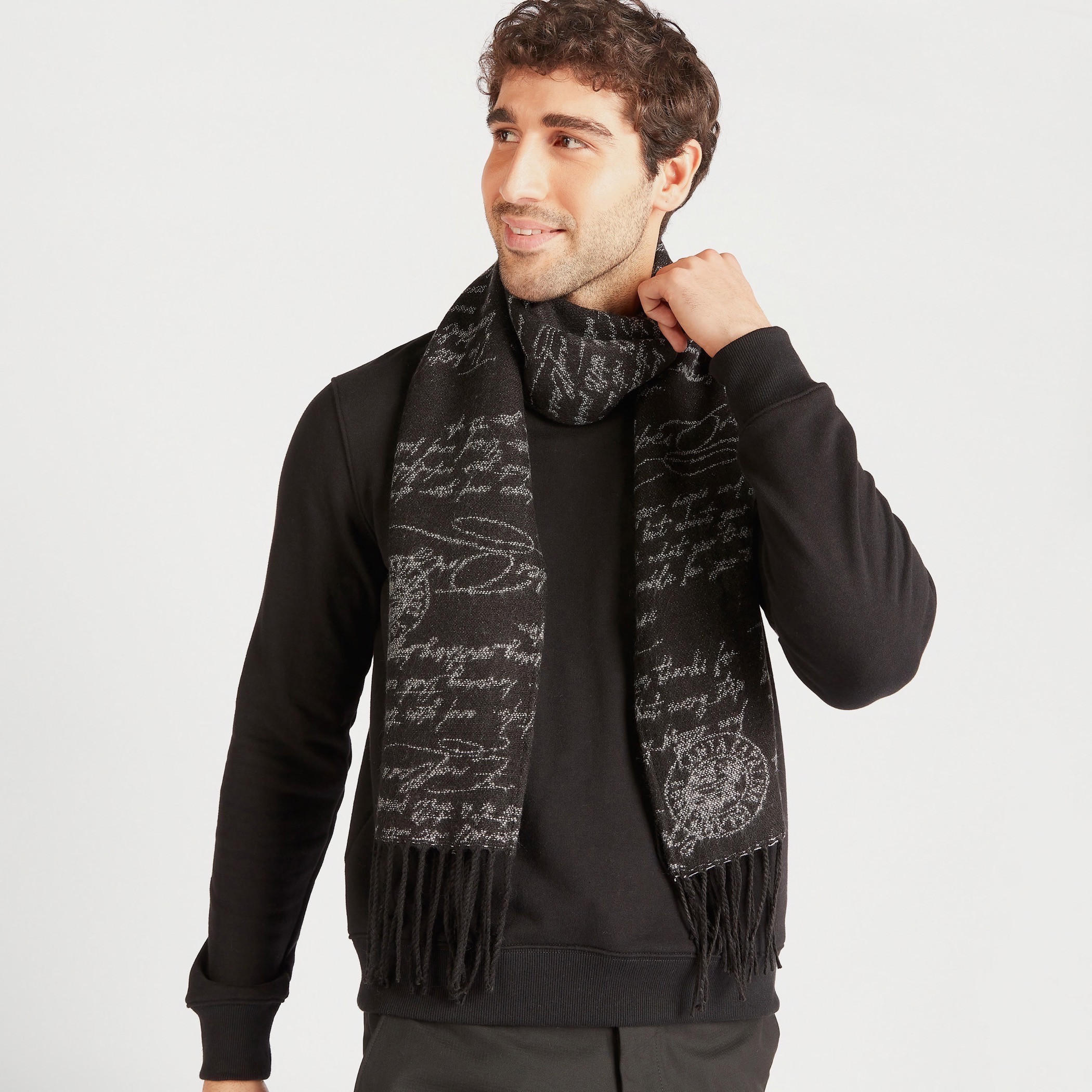 Self Design Scarf with Fringes-men-scarvesandgloves-image-2