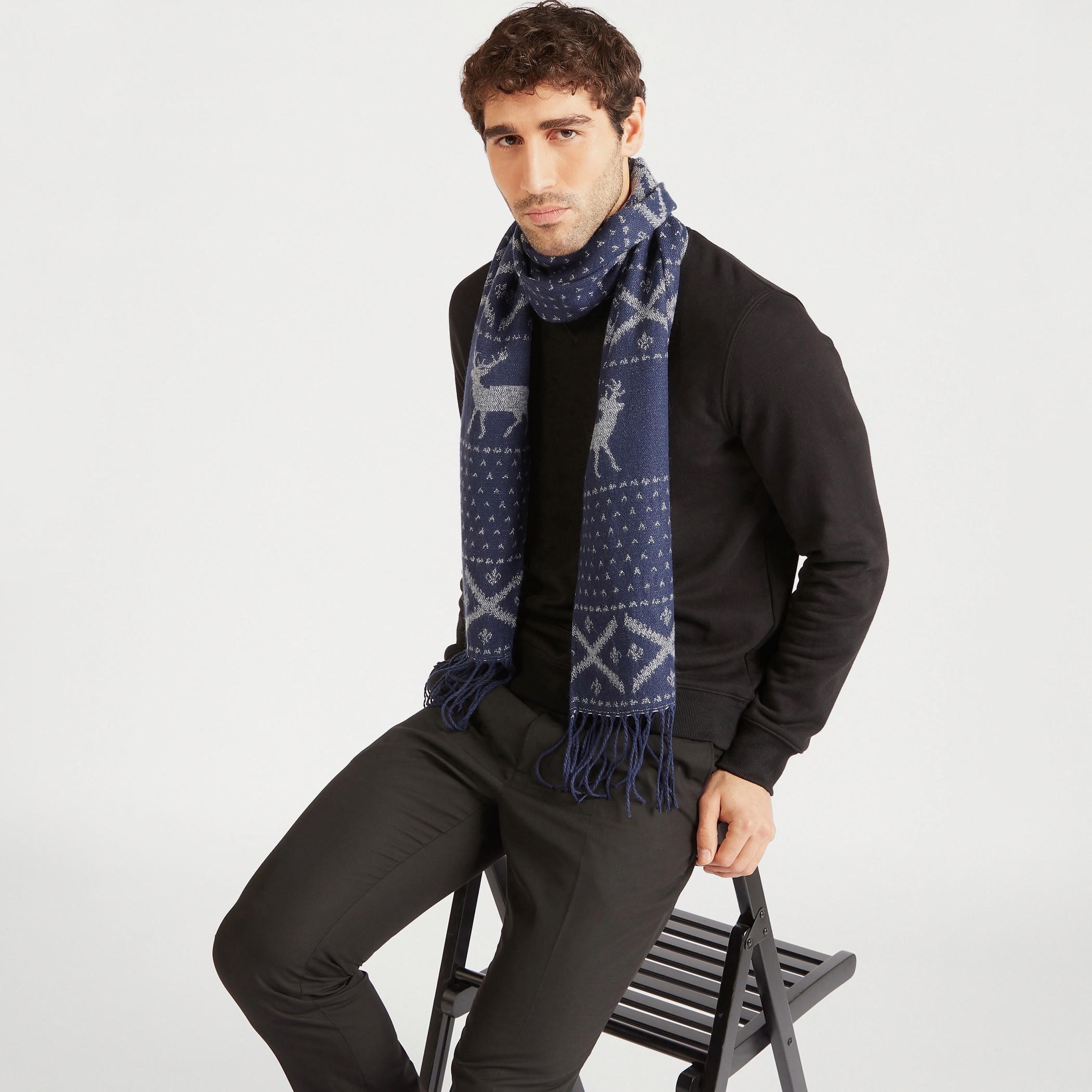 Self Design Scarf with Fringes-men-scarvesandgloves-image-2