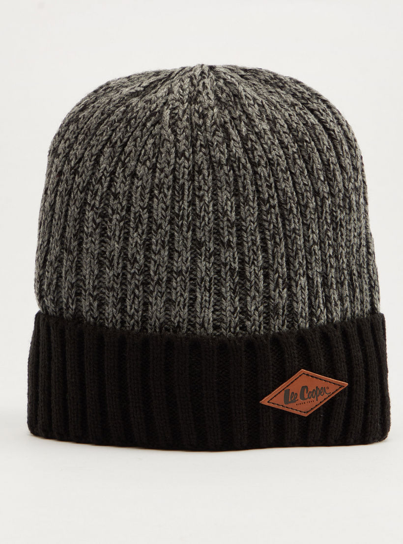 Lee Cooper Textured Beanie Cap with Cuffed Hem-men-caps-image-1