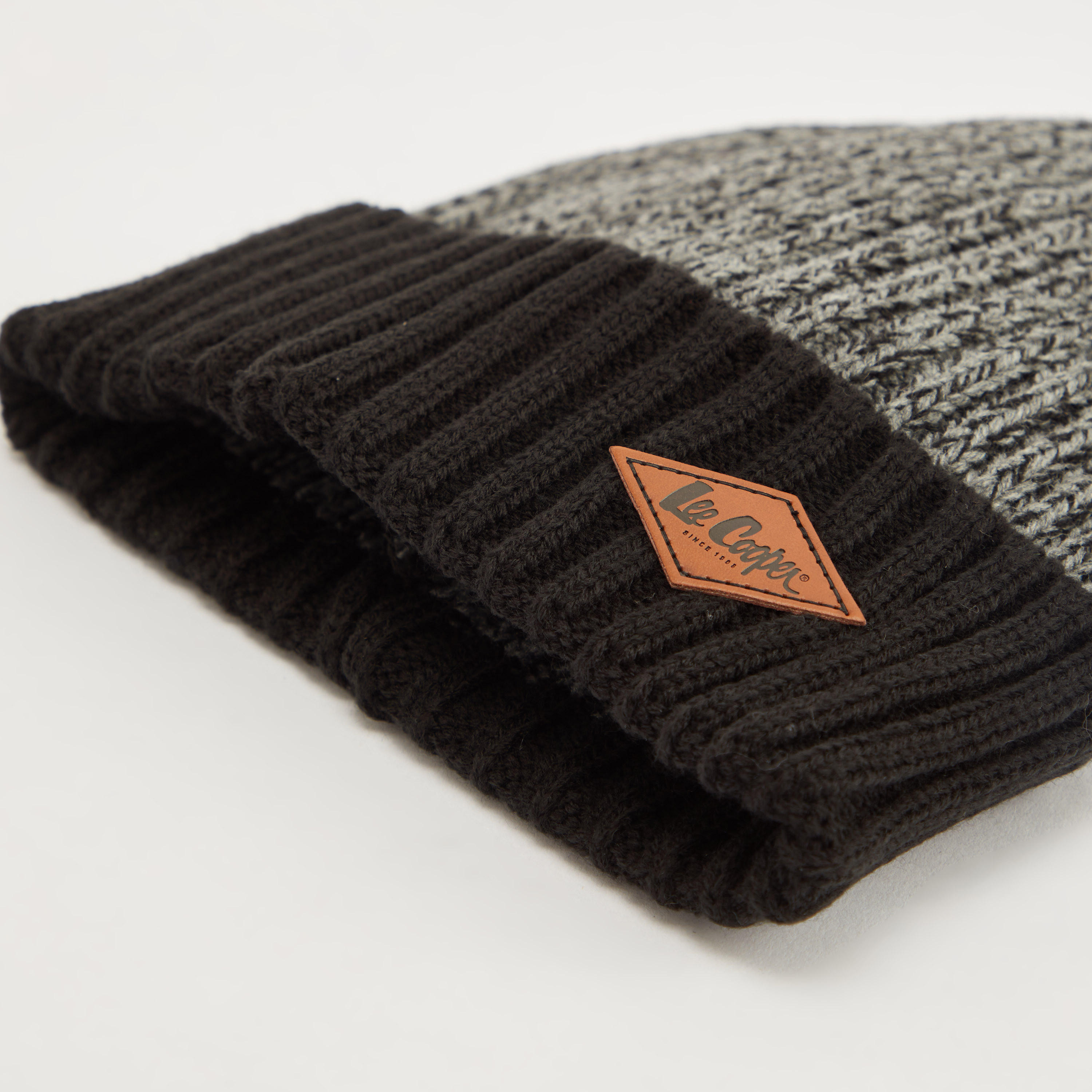 Lee Cooper Textured Beanie Cap with Cuffed Hem-men-caps-image-5