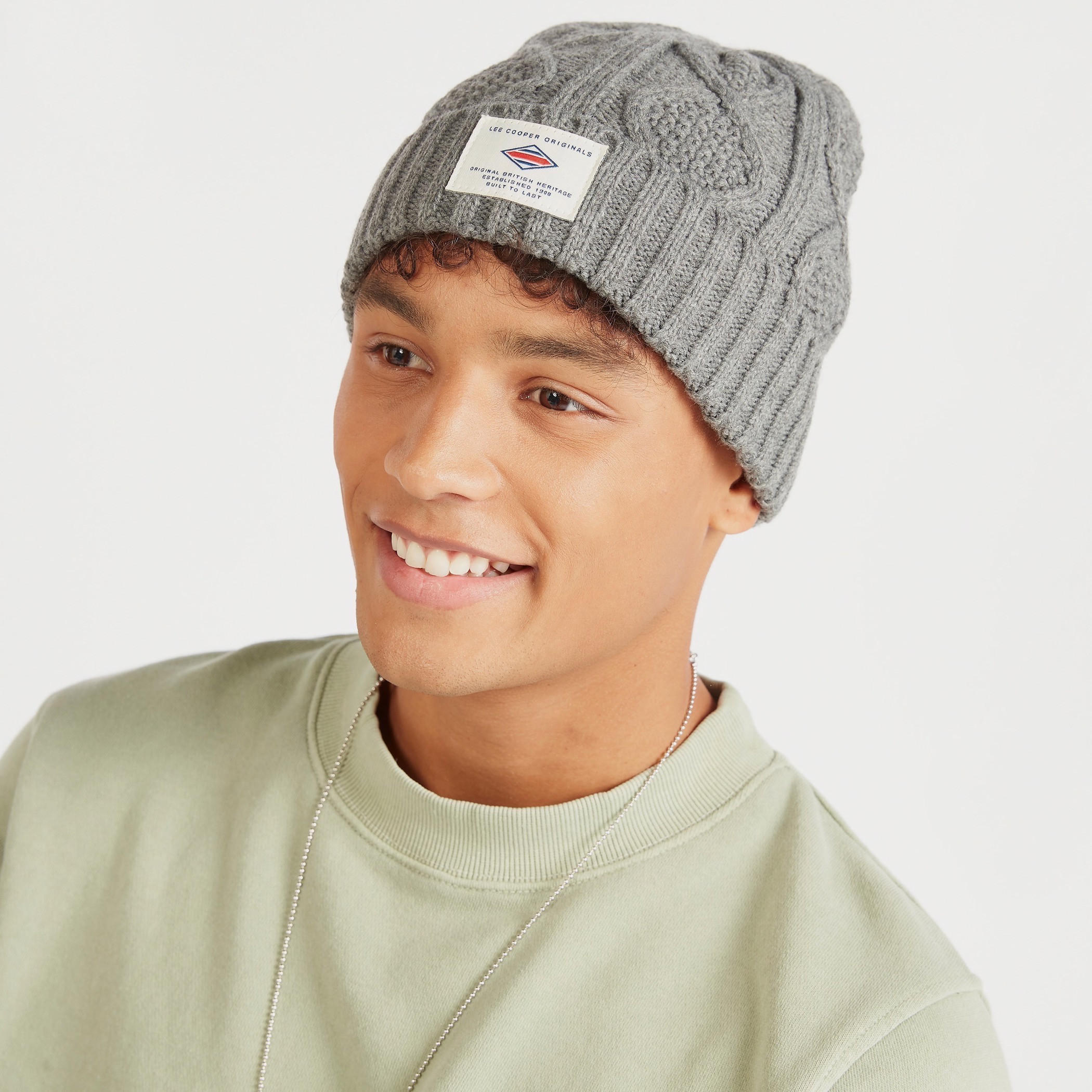 Lee Cooper Textured Beanie Cap with Cuffed Hem-men-caps-image-2