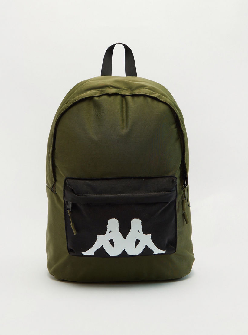 Kappa Logo Print Backpack with Front Pocket-men-bags-image-1