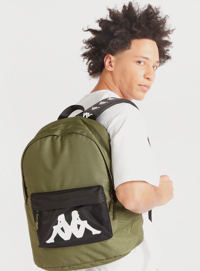 Kappa Logo Print Backpack with Front Pocket-men-bags-image-2