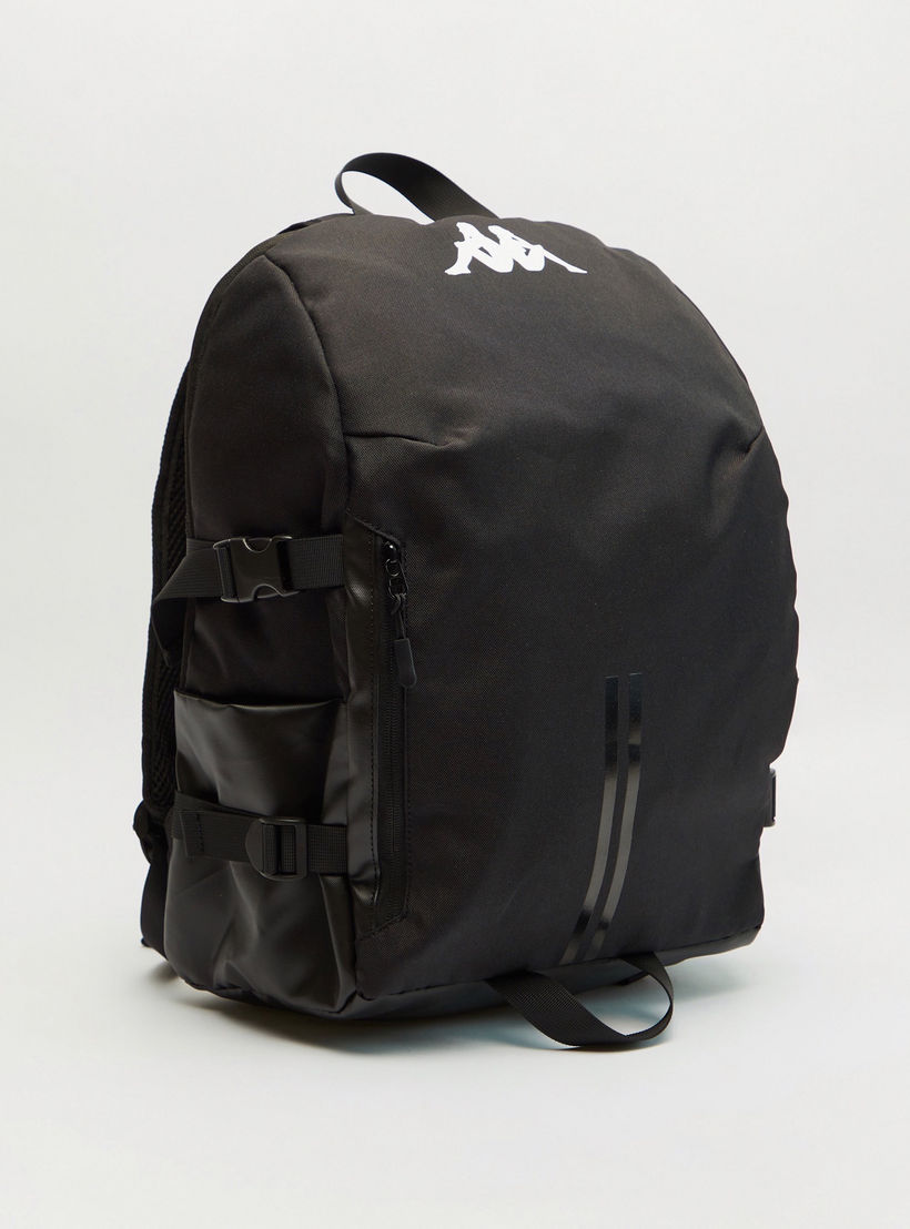 Kappa Logo Print Backpack with Adjustable Straps-men-bags-image-3