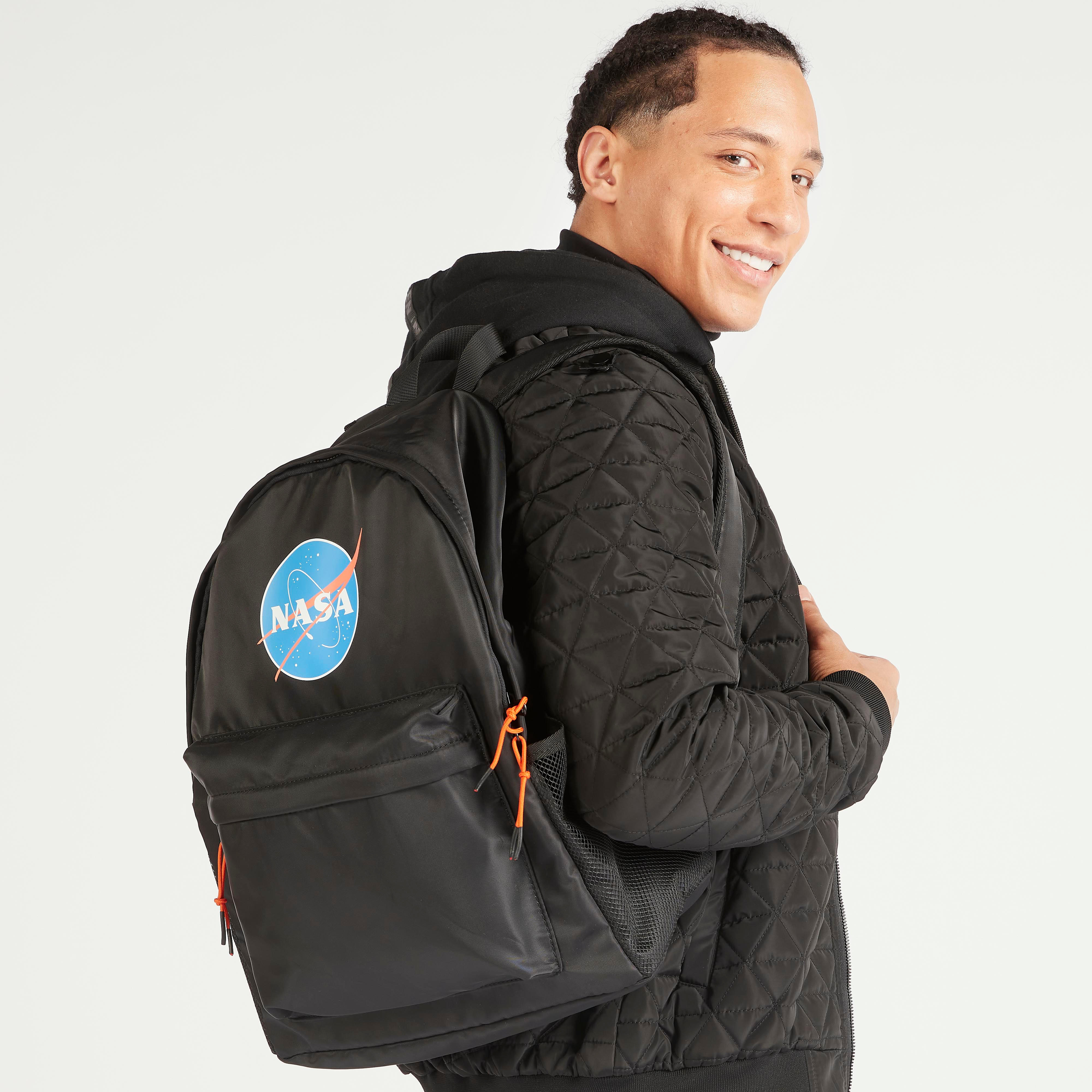 NASA Logo Print Backpack with Zip Closure-men-bags-image-2