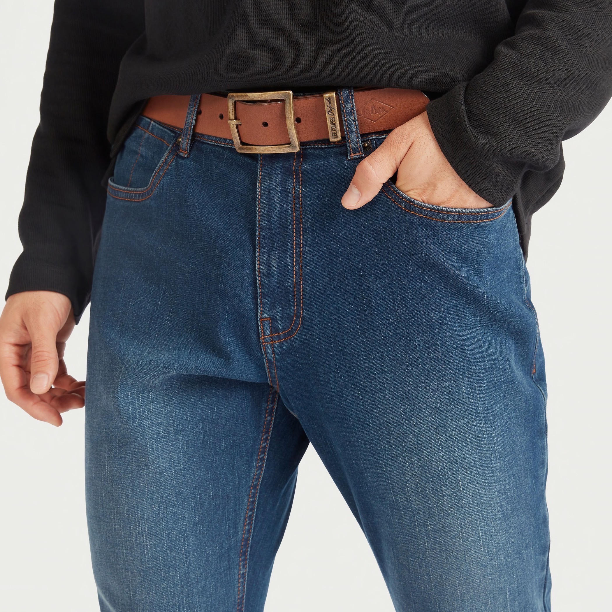 Lee Cooper Solid Leather Belt with Pin Buckle Closure-men-beltsandwallets-belts-image-2