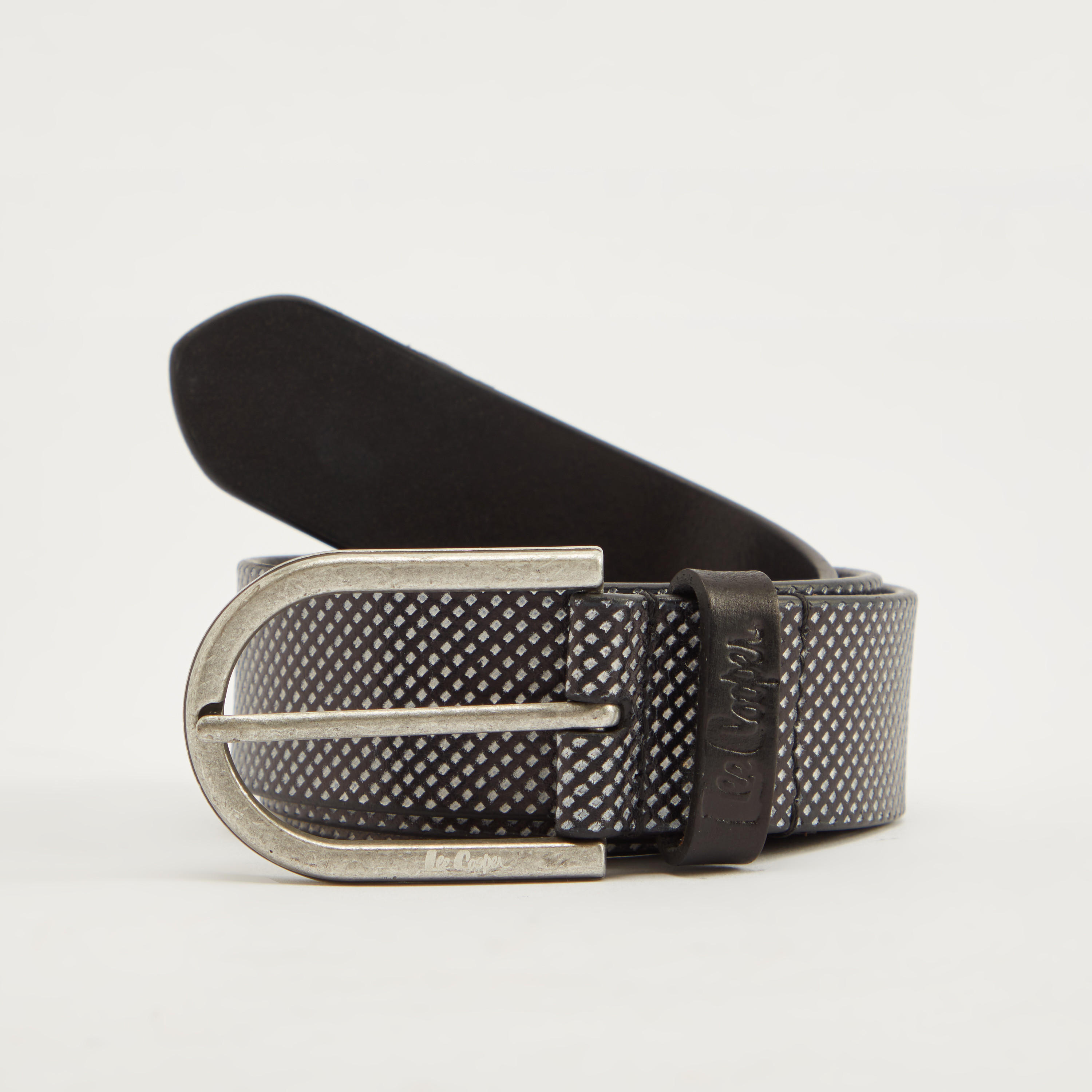 حزام جلد بارز الملمس بإبزيم إغلاق بدبوس من لي كوبر-men-beltsandwallets-belts-image-5
