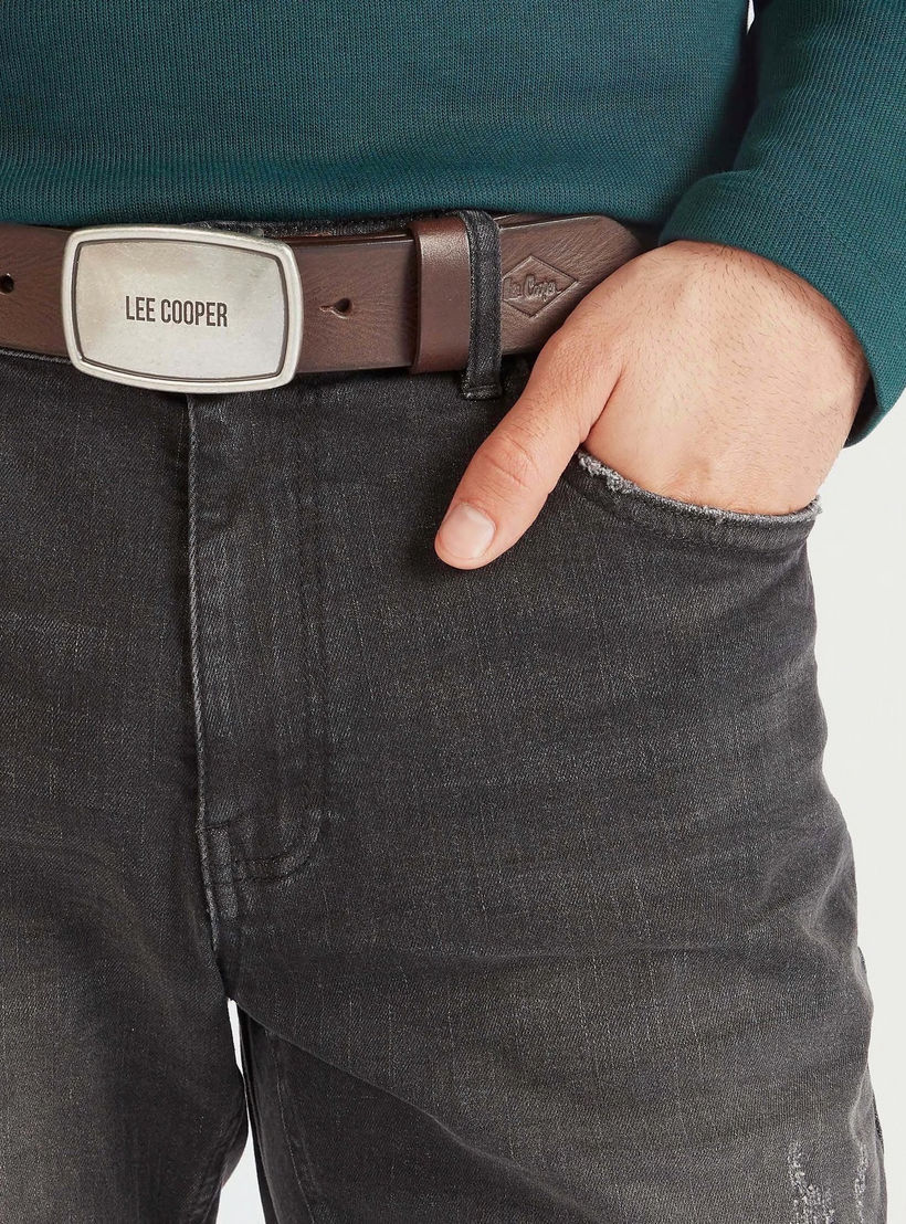 Lee Cooper Leather Belt with Snap Closure-men-beltsandwallets-belts-image-2