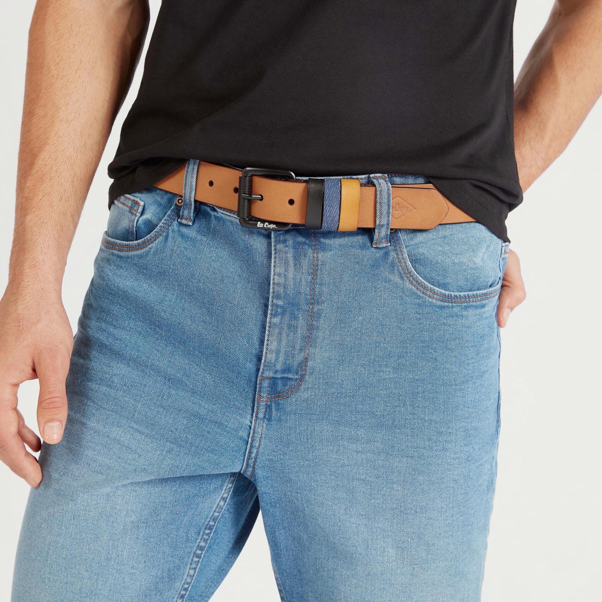Lee Cooper Leather Belt with Pin Buckle Closure-men-beltsandwallets-belts-image-2