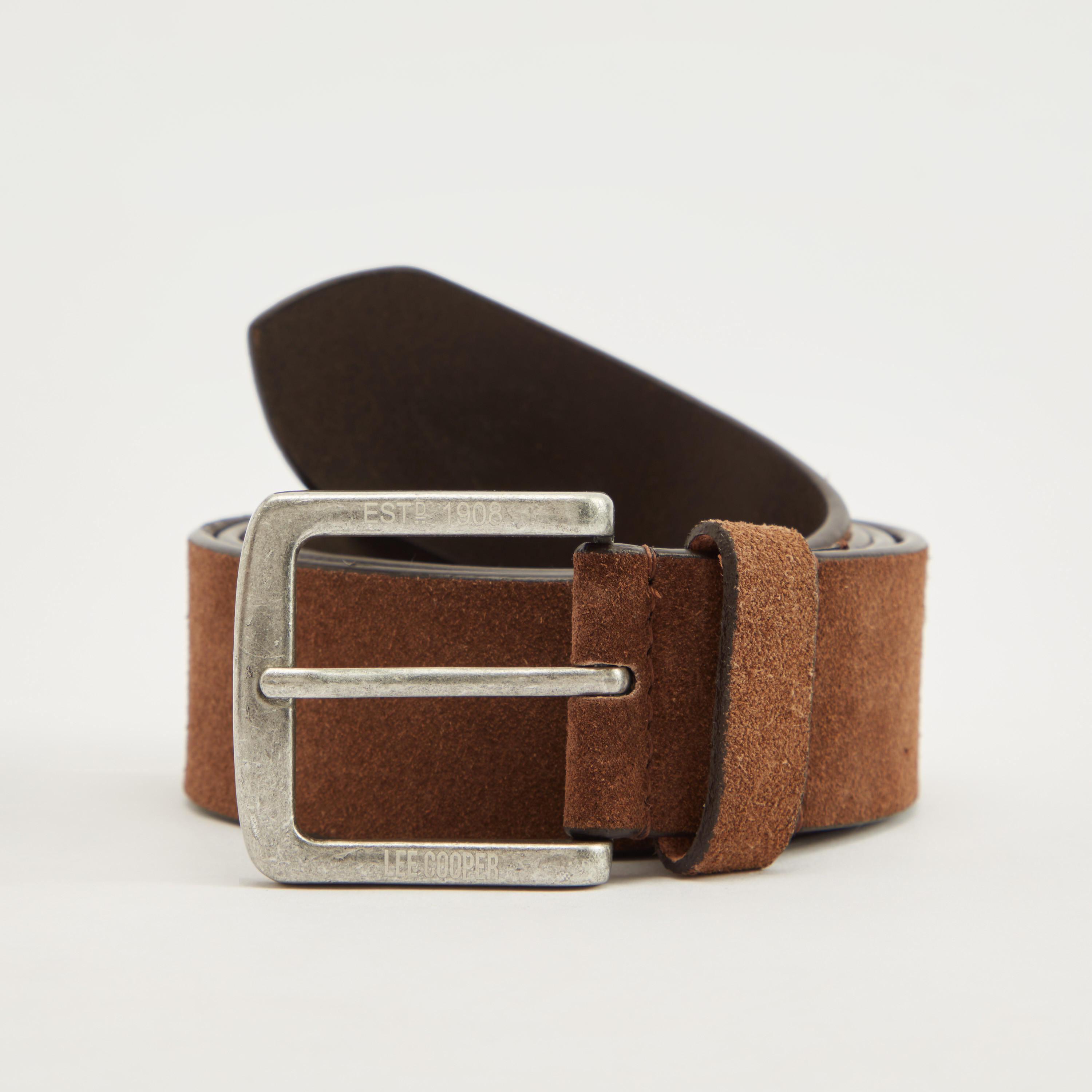 حزام جلد بارز الملمس بإبزيم إغلاق بدبوس من لي كوبر-men-beltsandwallets-belts-image-1