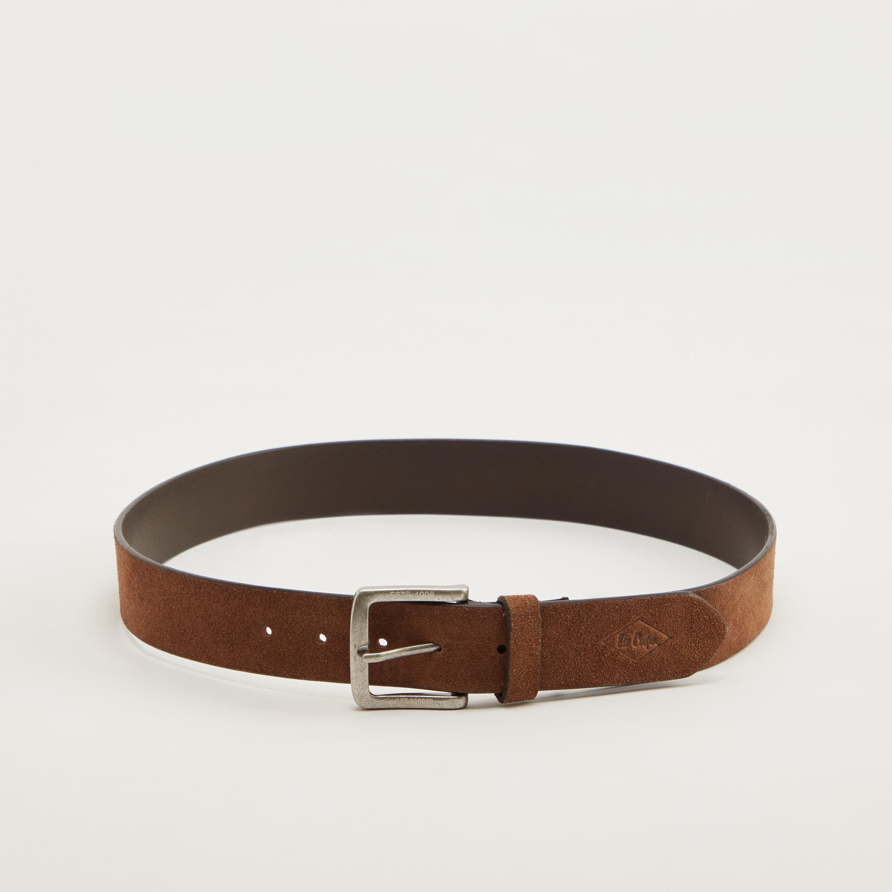 حزام جلد بارز الملمس بإبزيم إغلاق بدبوس من لي كوبر-men-beltsandwallets-belts-image-3