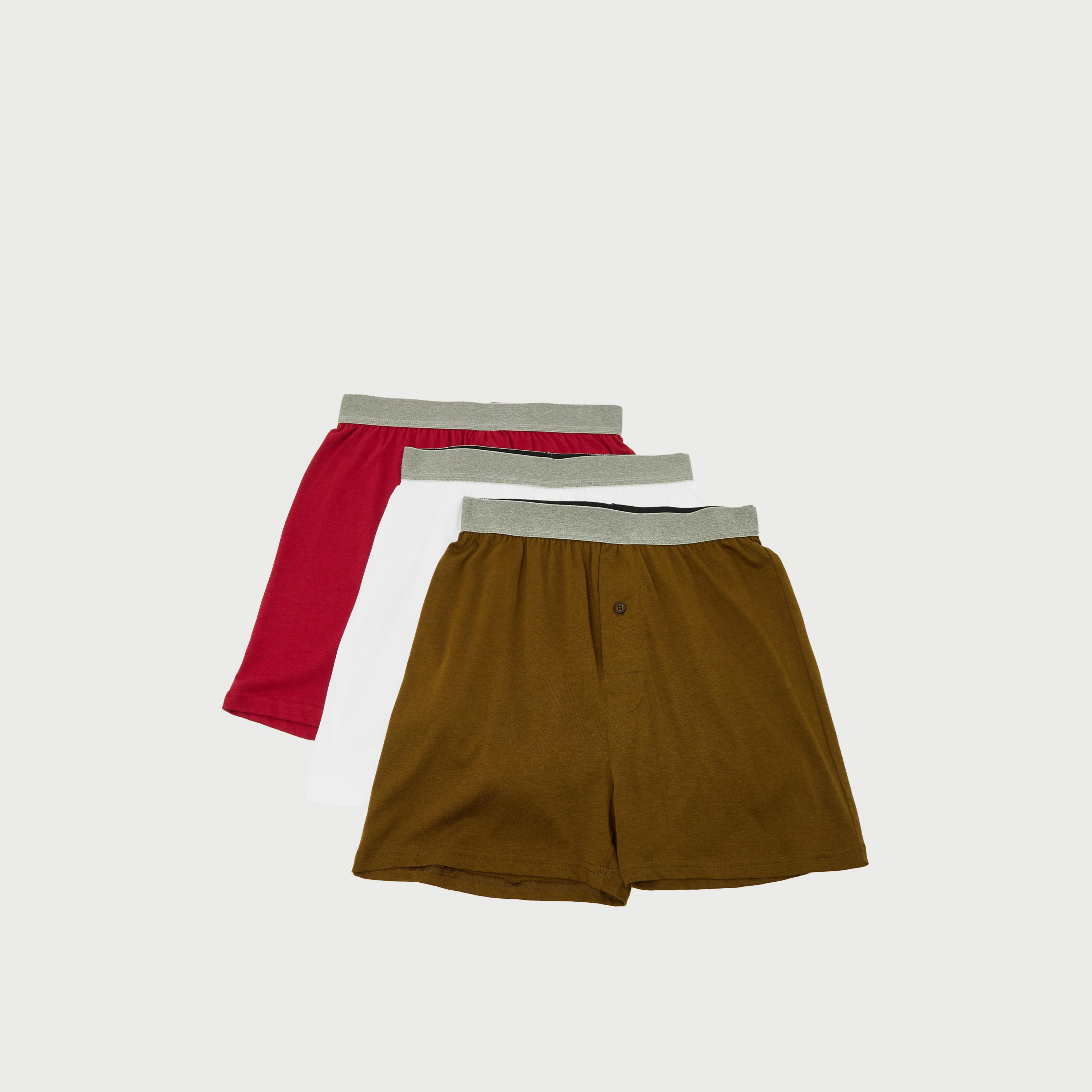 سروال بوكسر سادة بخصر مطّاطي - طقم من 3-men-clothing-innerwear-underwear-image-1