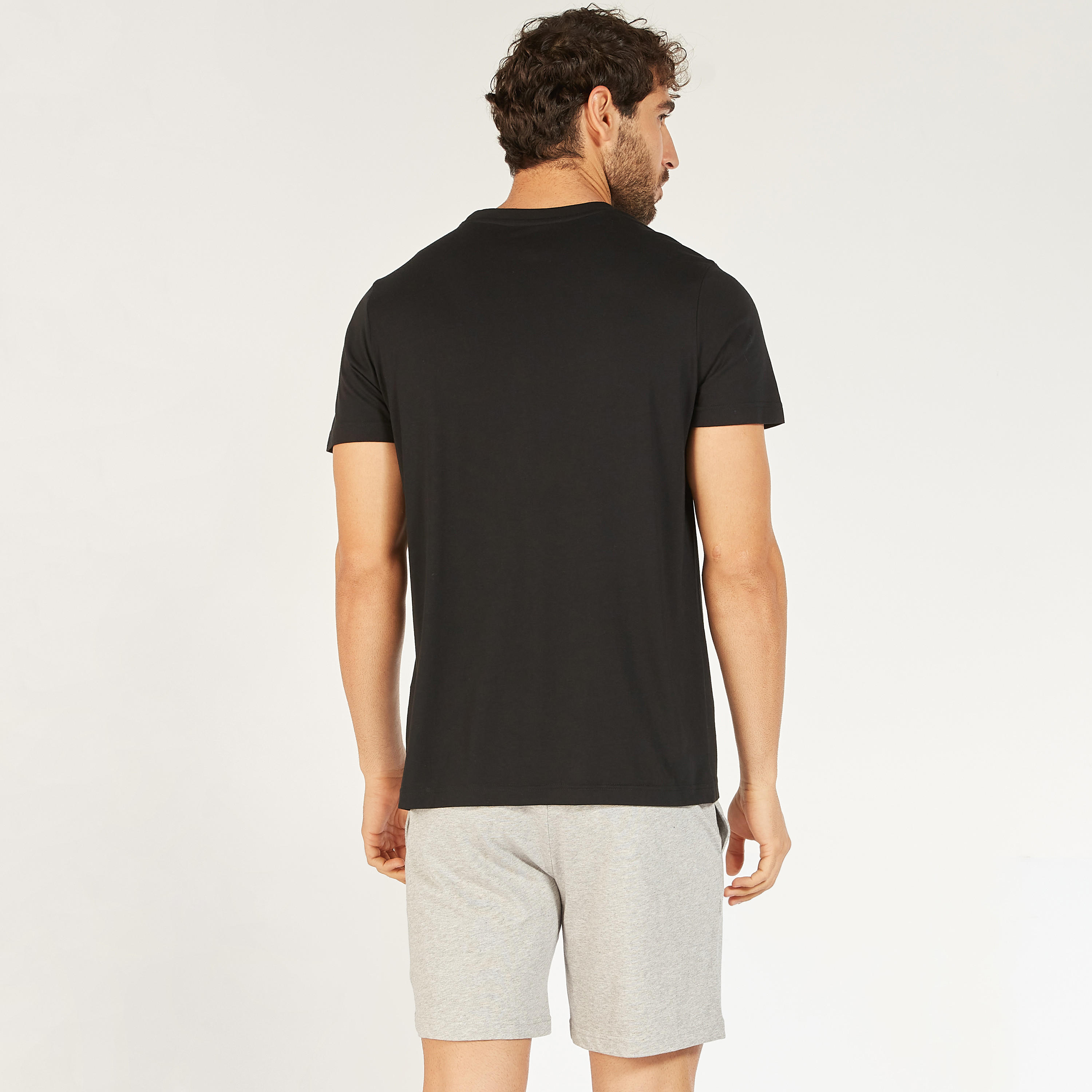 طقم شورت وتيشيرت سادة بياقة ضيقة-men-clothing-nightwear-sets-image-3