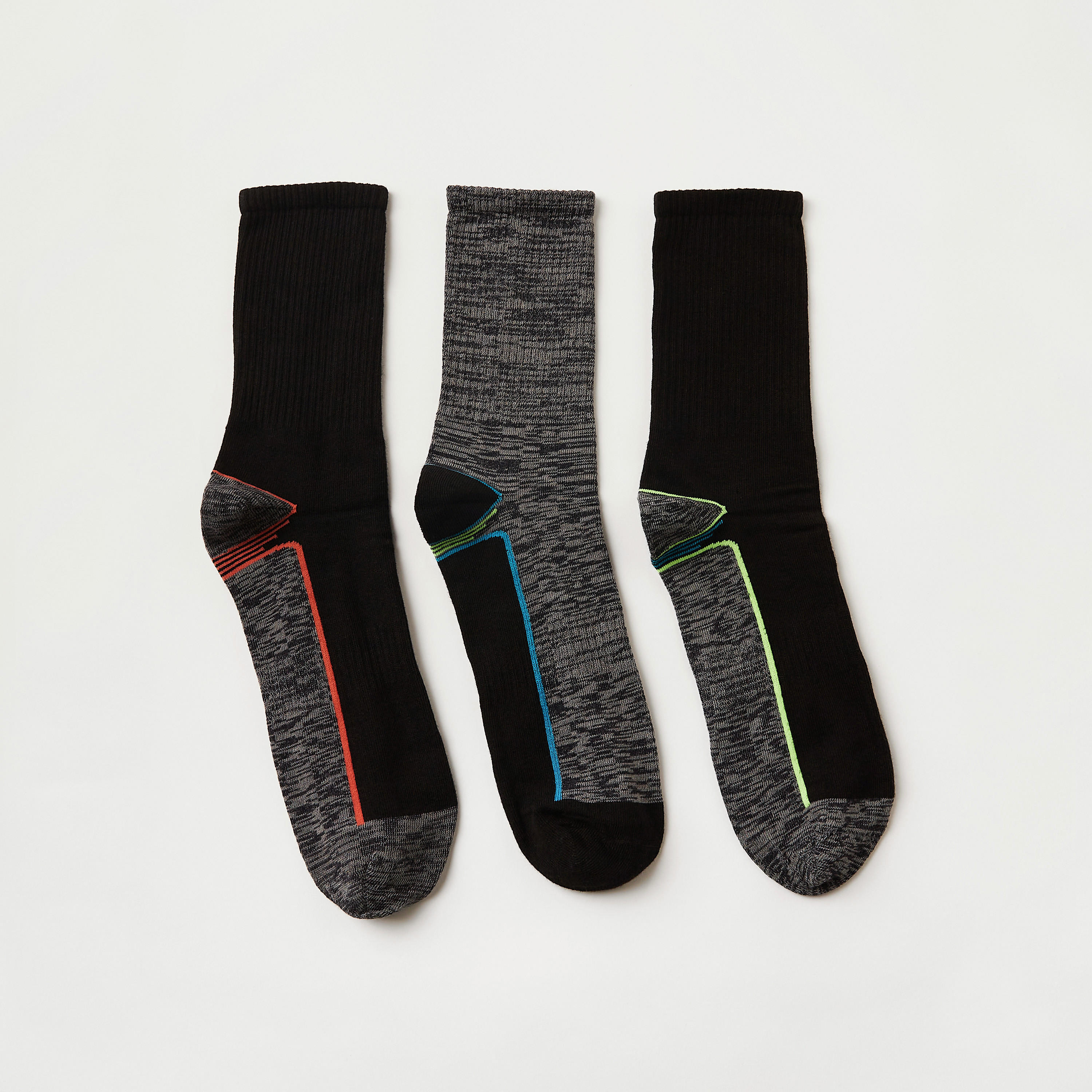 جوارب بارزة الملمس بطول ربلة الساق - طقم من 3 أزواج-men-socks-image-1