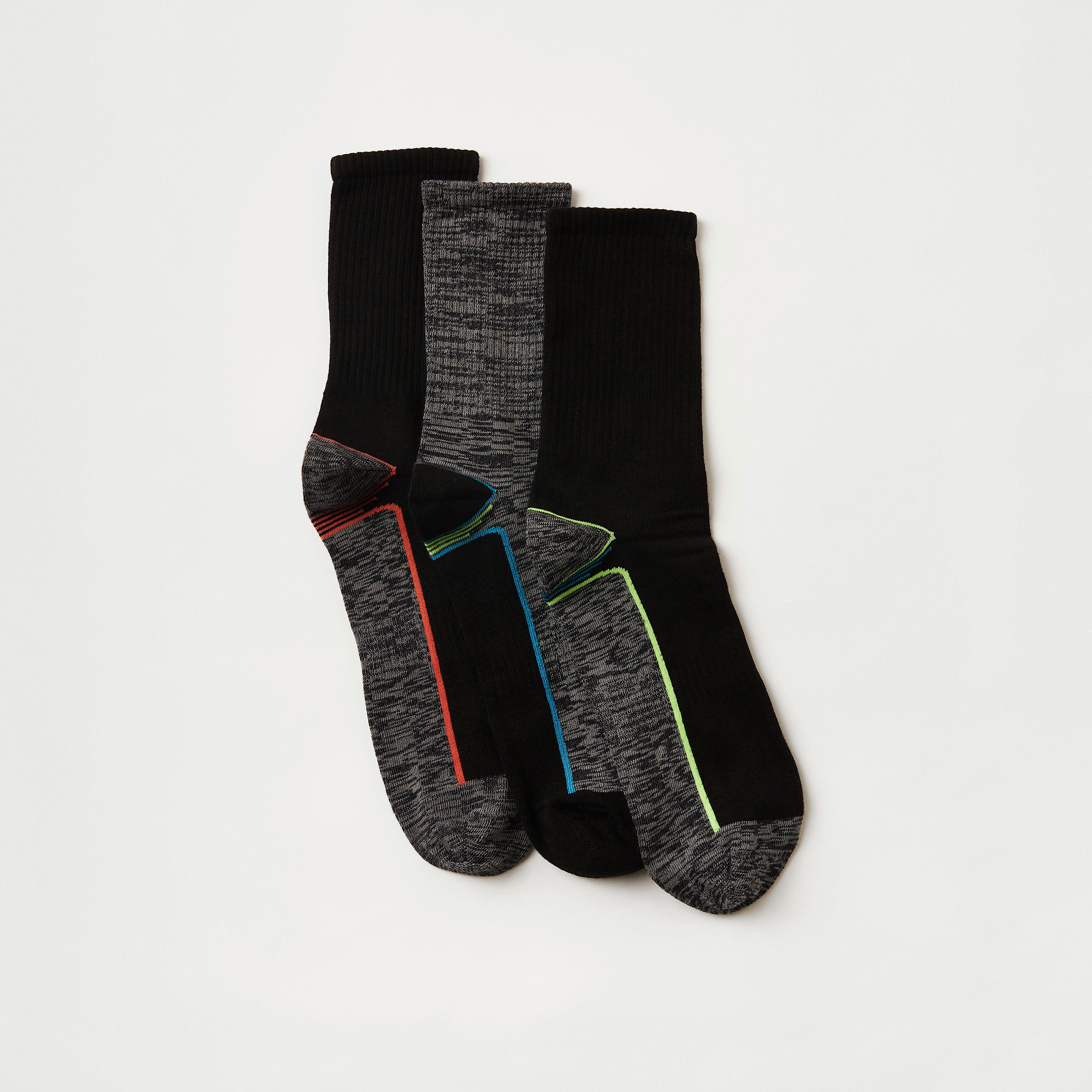جوارب بارزة الملمس بطول ربلة الساق - طقم من 3 أزواج-men-socks-image-2