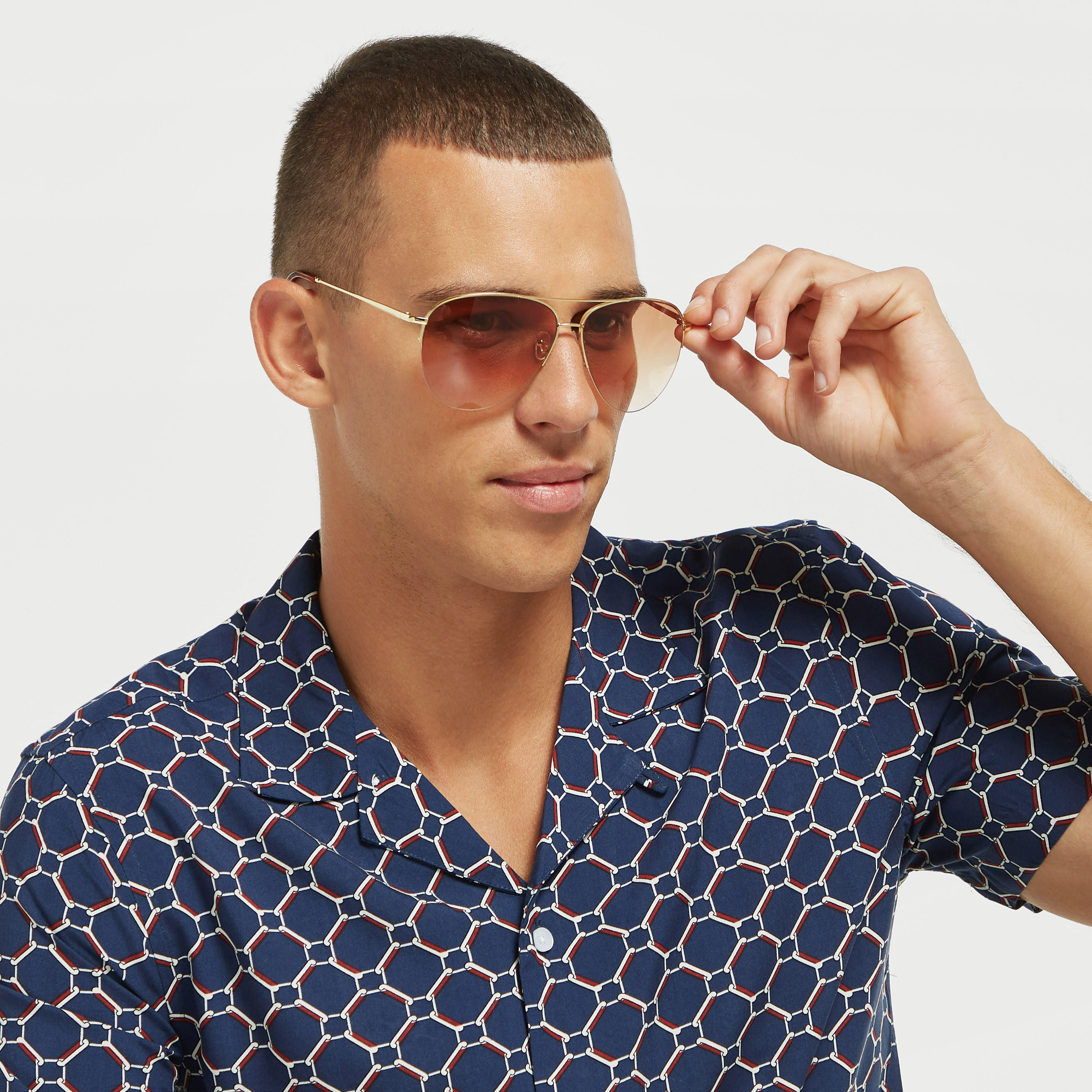 نظّارة شمسيّة بإطار كامل وعدسات ملوّنة ووسادات أنف-men-sunglasses-image-2