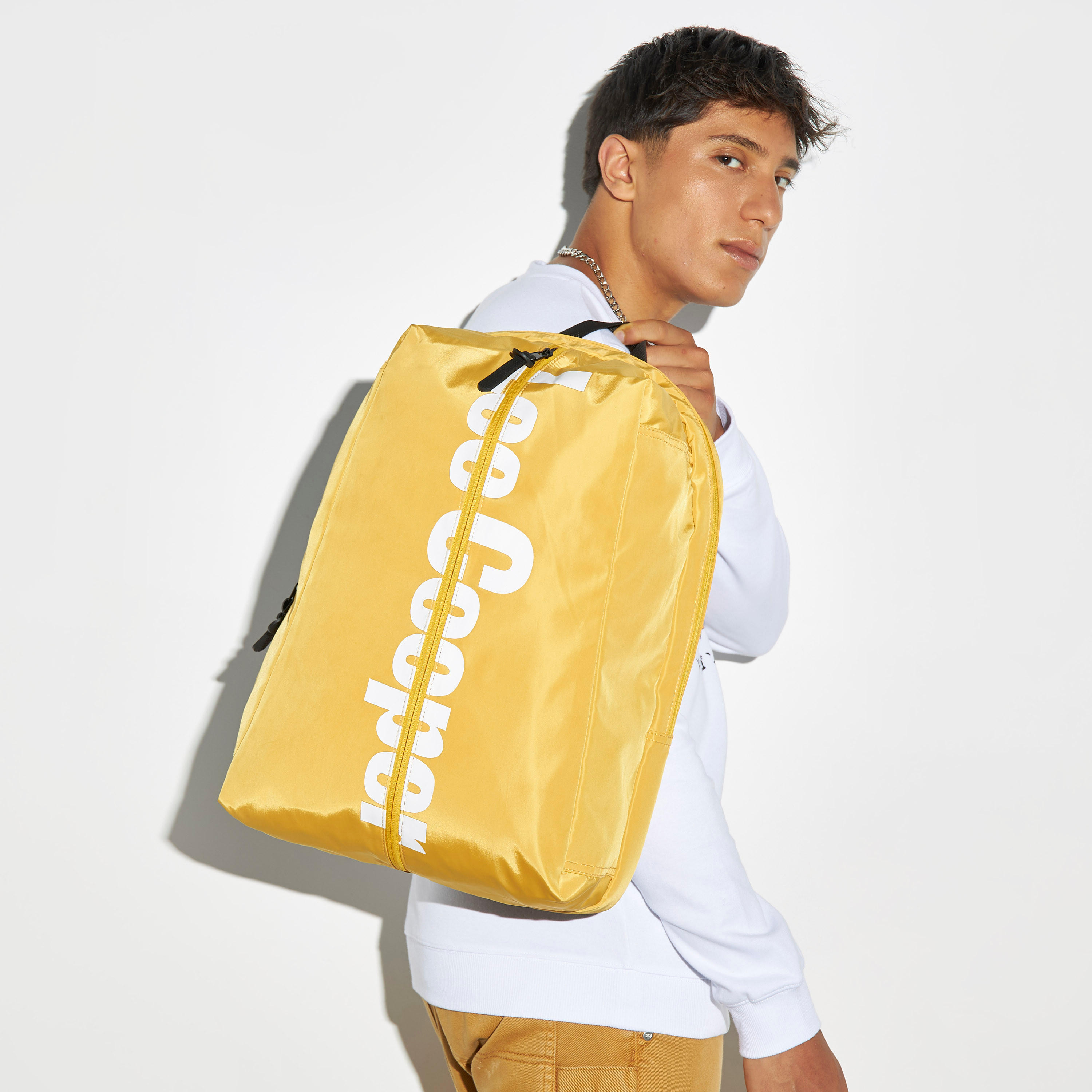 Lee Cooper Logo Print Backpack with Adjustable Straps and Zip Closure-men-bags-image-3