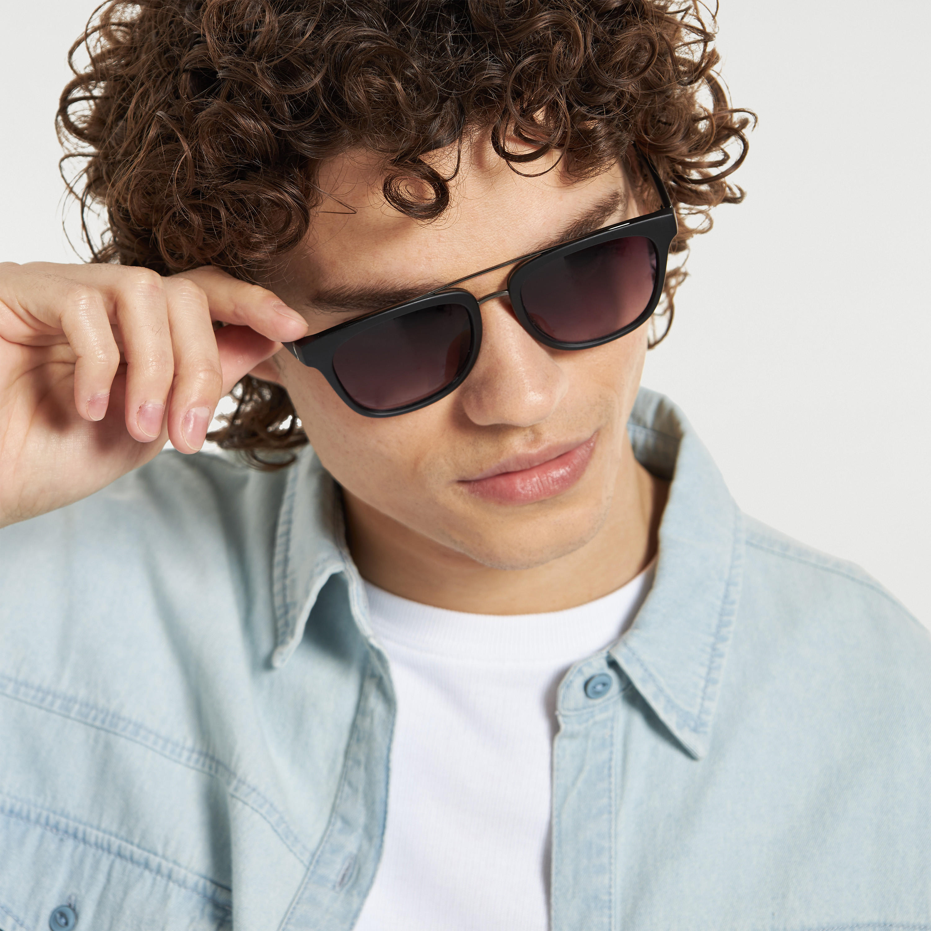 Tinted Lens Full Rim Sunglasses with Nose Pads-men-sunglasses-image-2
