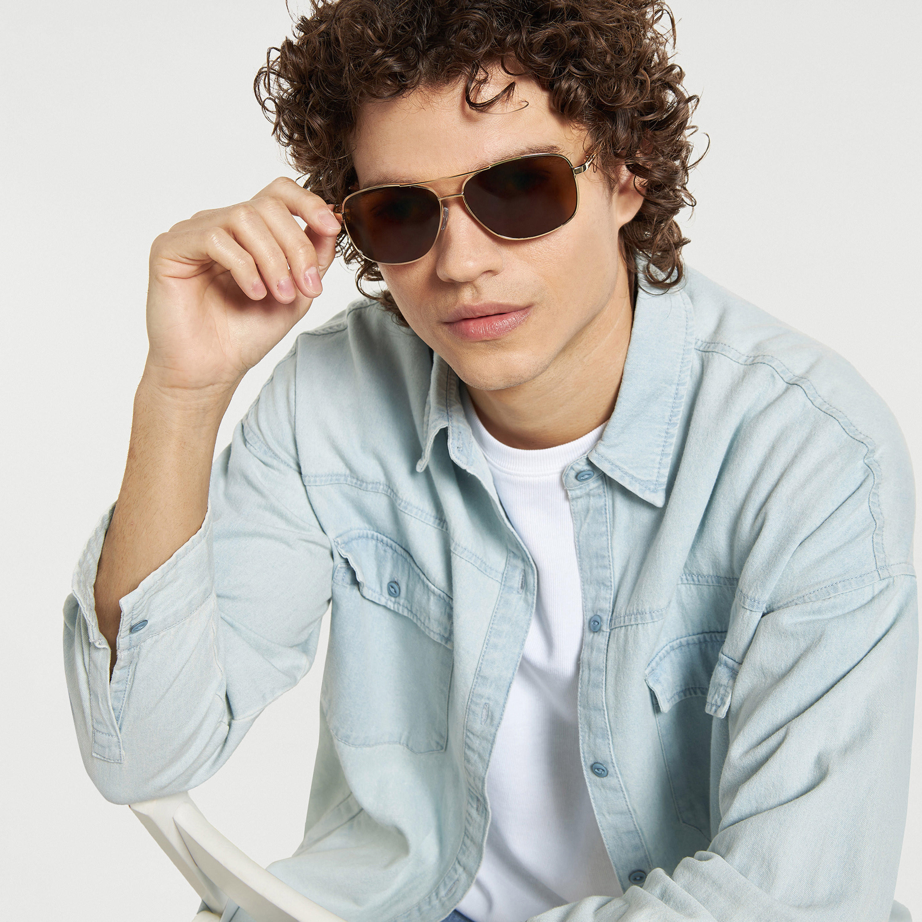 نظّارة شمسيّة بإطار كامل وعدسات ملوّنة ووسادات أنف-men-sunglasses-image-6