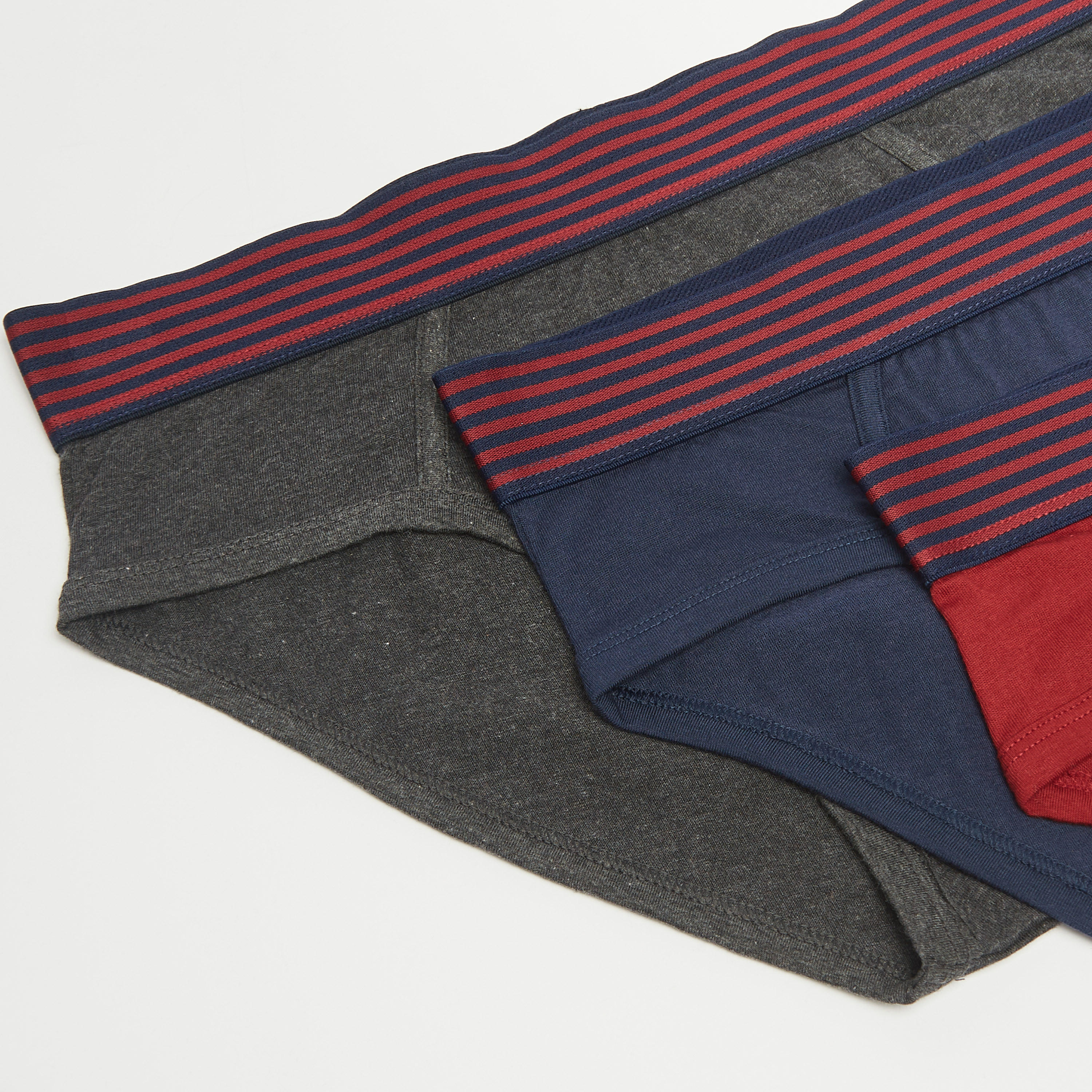 Solid Briefs with Striped Elasticated Waistband - Set of 3-men-clothing-innerwear-underwear-image-6