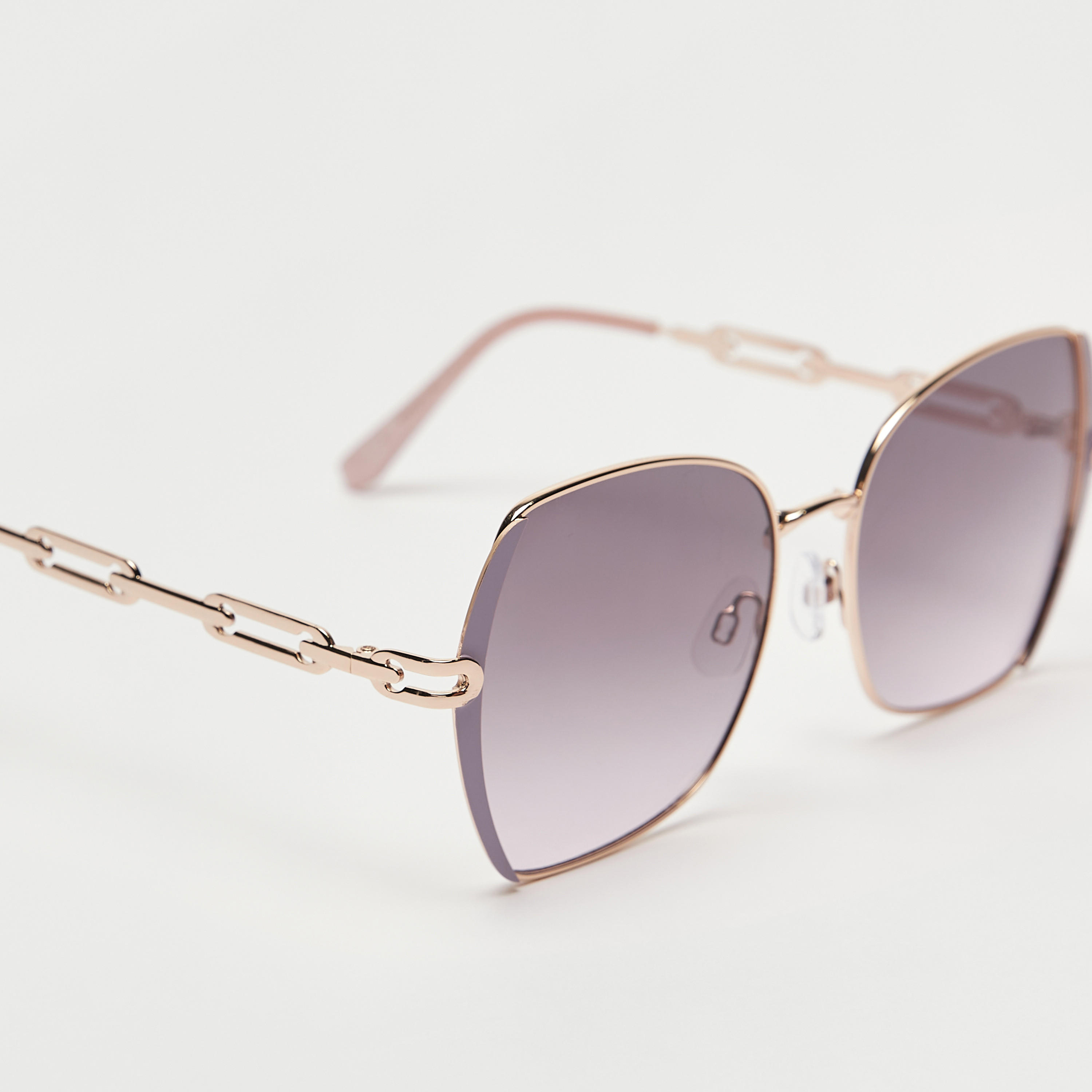 Butterfly Frame Tinted Sunglasses with Nose Pads and Chain Arm-women-sunglasses-image-4