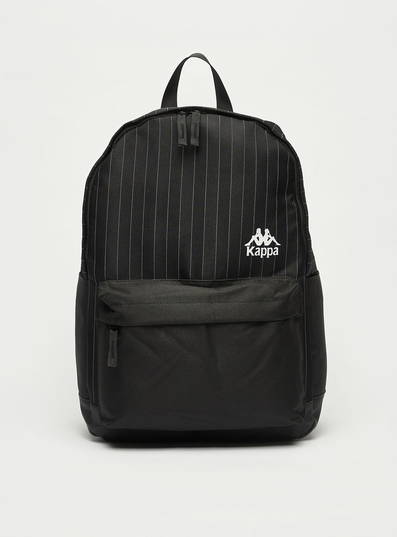 Kappa Logo Print Backpack with Adjustable Straps and Zip Closure-men-bags-image-1