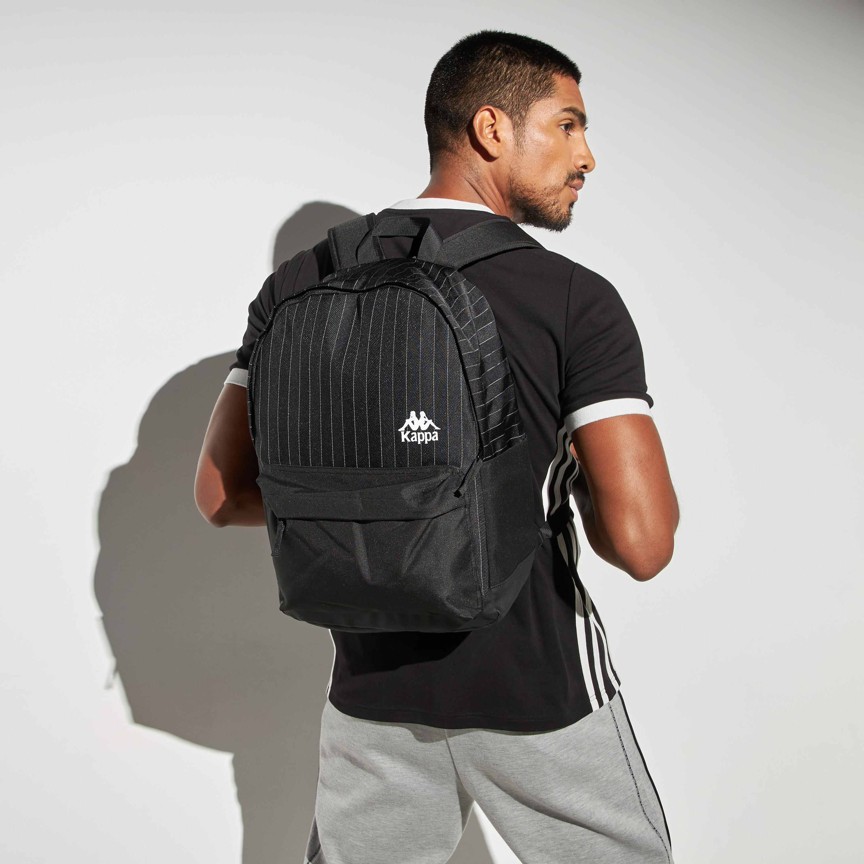 Kappa Logo Print Backpack with Adjustable Straps and Zip Closure-men-bags-image-3
