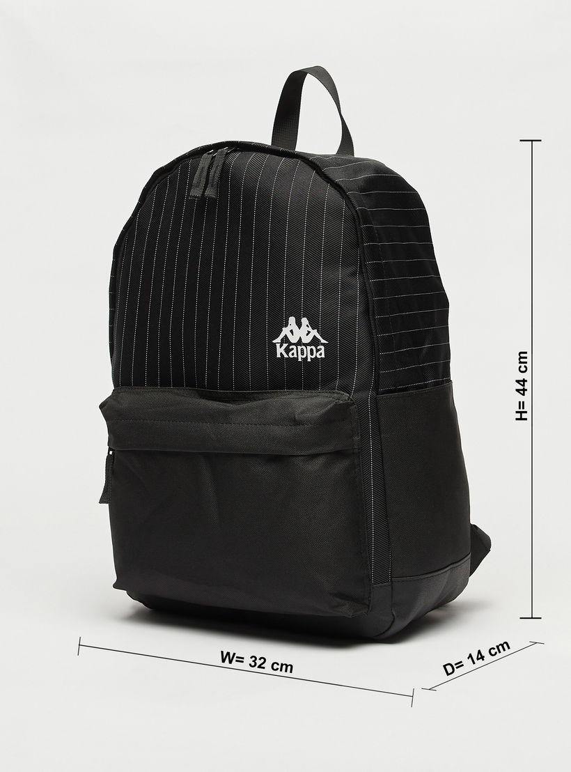 Kappa Logo Print Backpack with Adjustable Straps and Zip Closure-men-bags-image-2