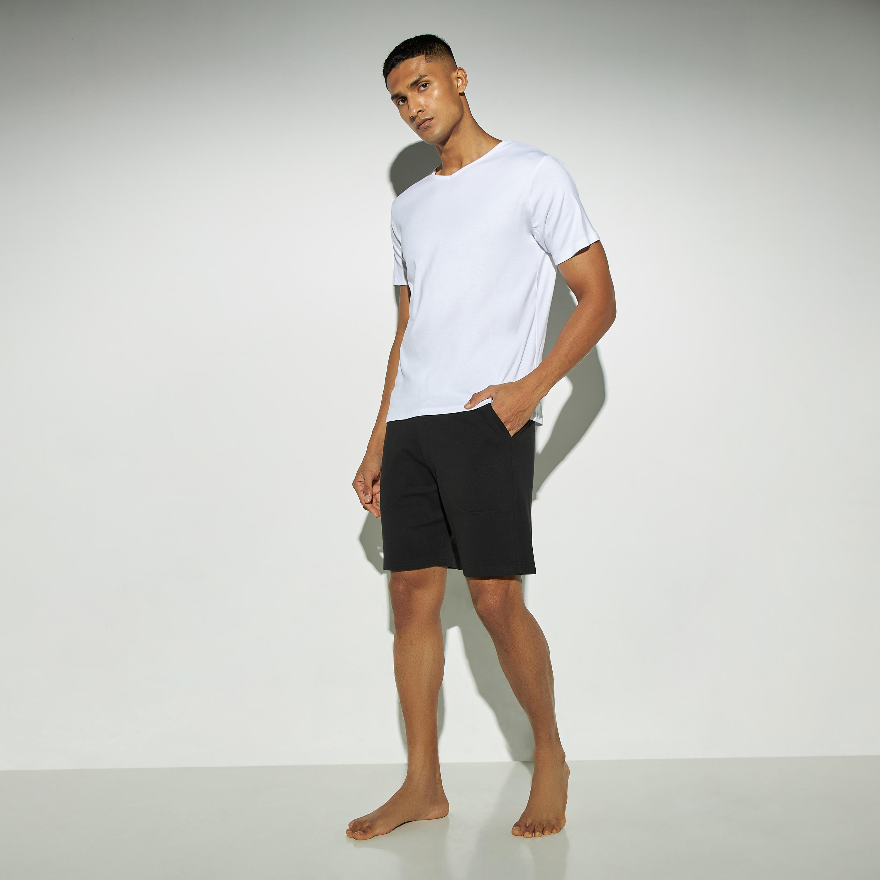 Solid Pique Shorts with Drawstring Closure and Pockets-men-clothing-nightwear-pyjamaandshorts-image-2