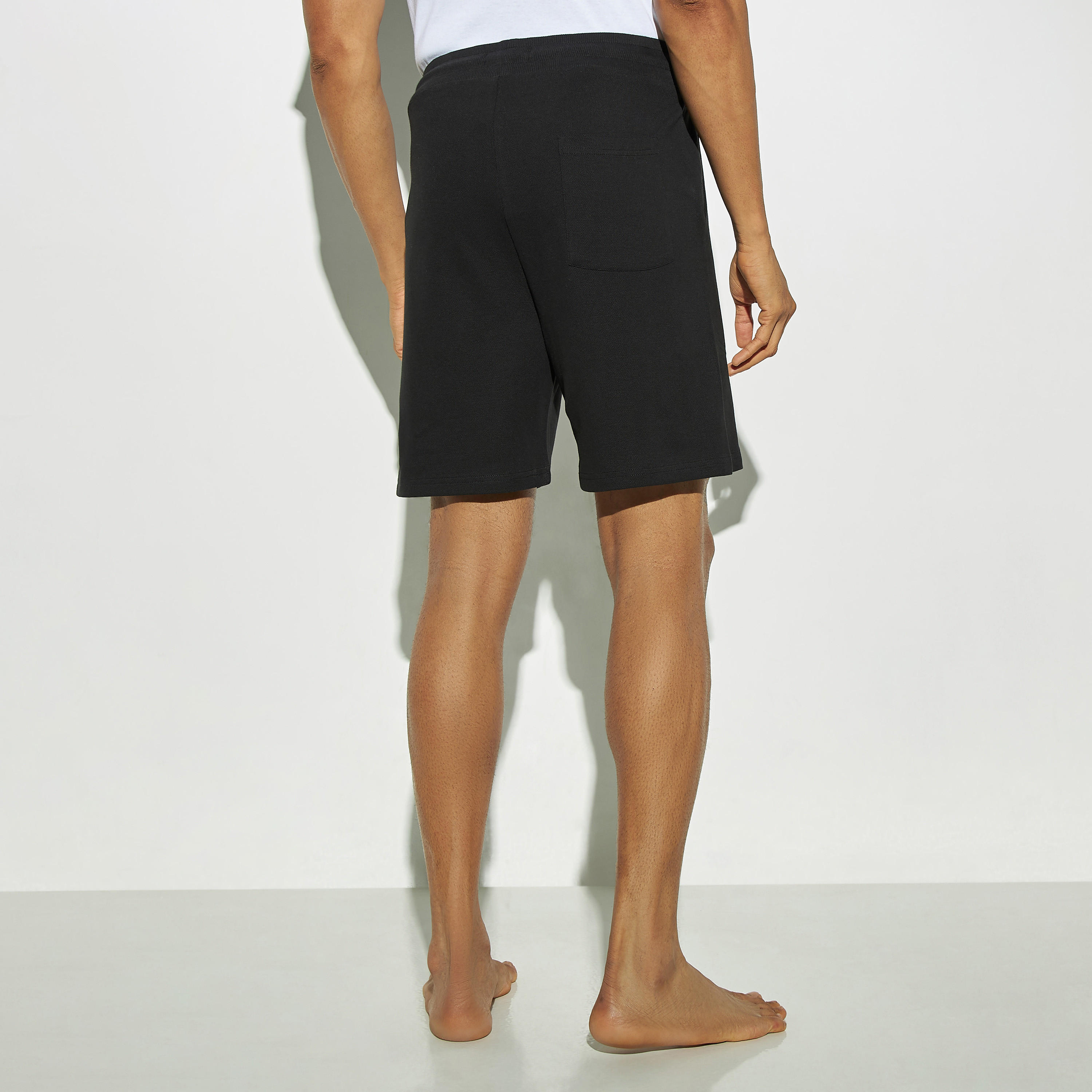 Solid Pique Shorts with Drawstring Closure and Pockets-men-clothing-nightwear-pyjamaandshorts-image-3