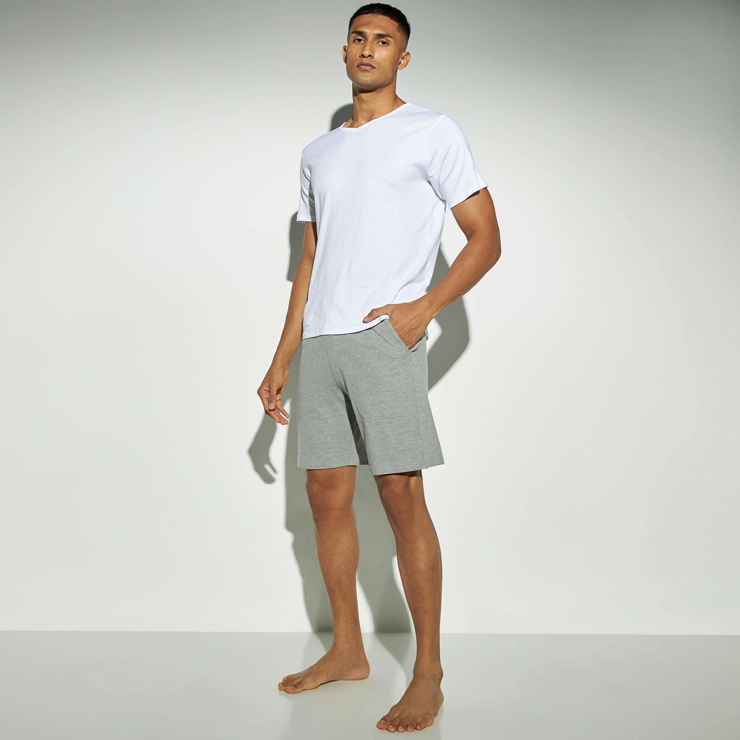 Solid Pique Shorts with Drawstring Closure and Pockets-men-clothing-nightwear-pyjamaandshorts-image-2