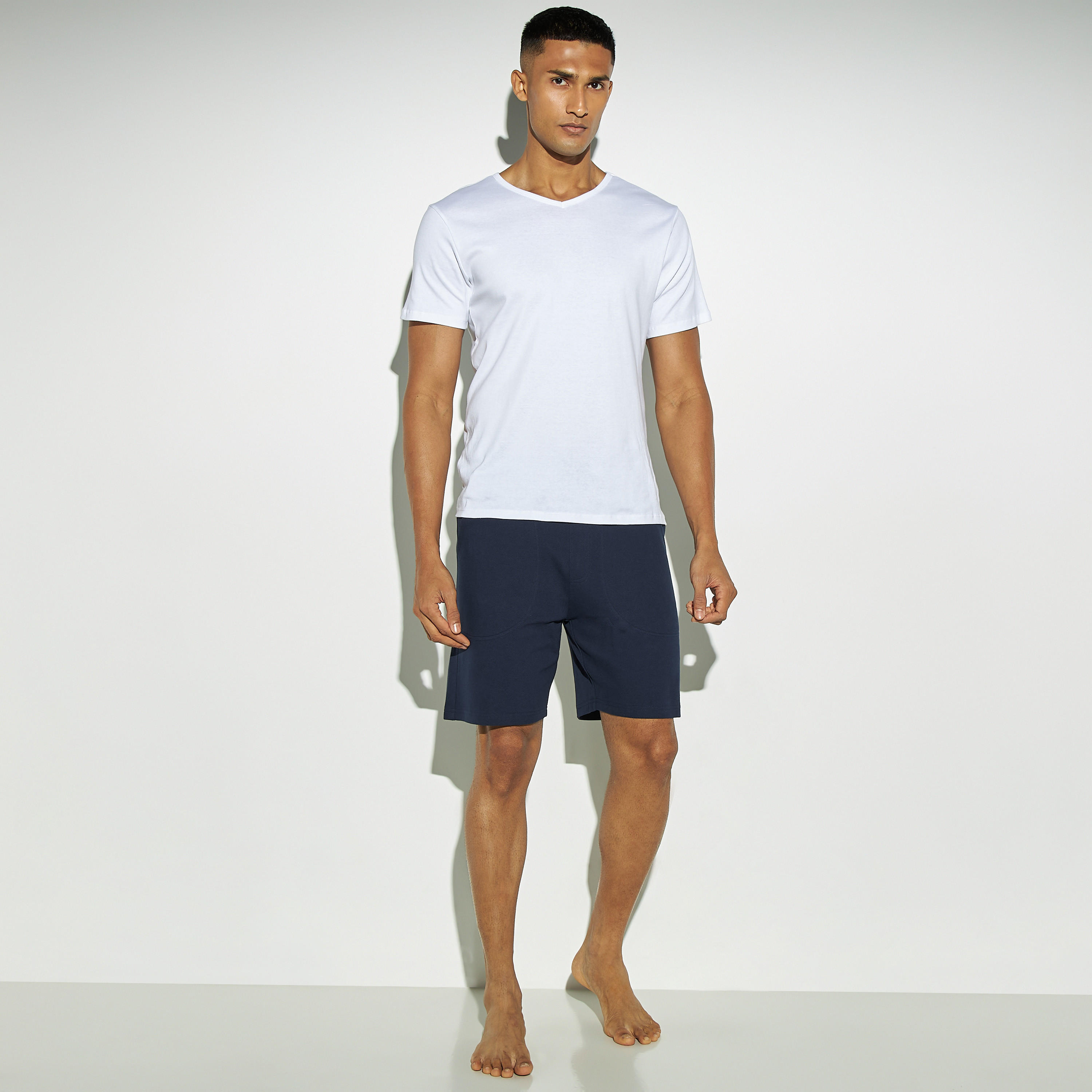Solid Pique Shorts with Drawstring Closure and Pockets-men-clothing-nightwear-pyjamaandshorts-image-2