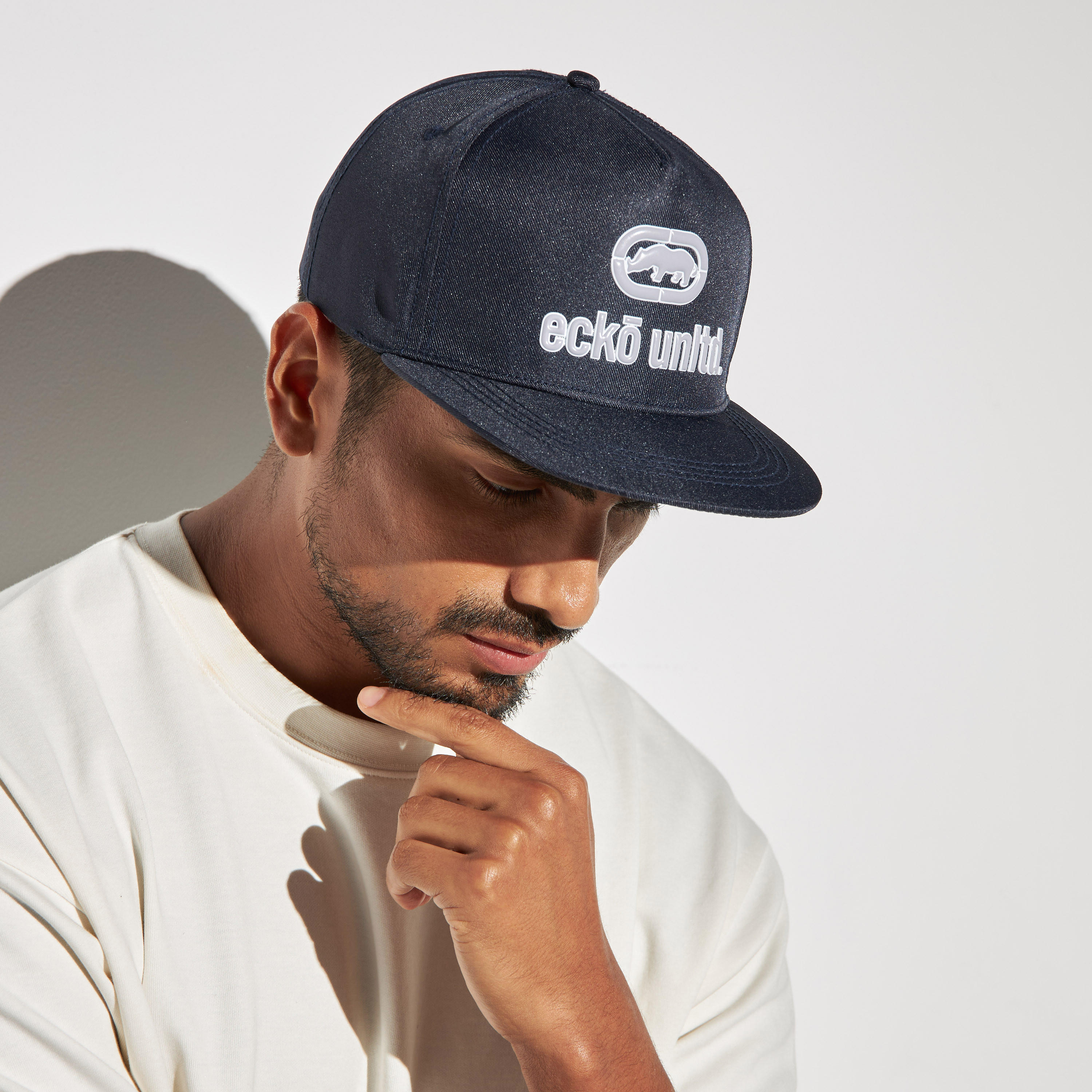 Typographic Detail Cap with Hook and Loop Strap Closure-men-caps-image-2