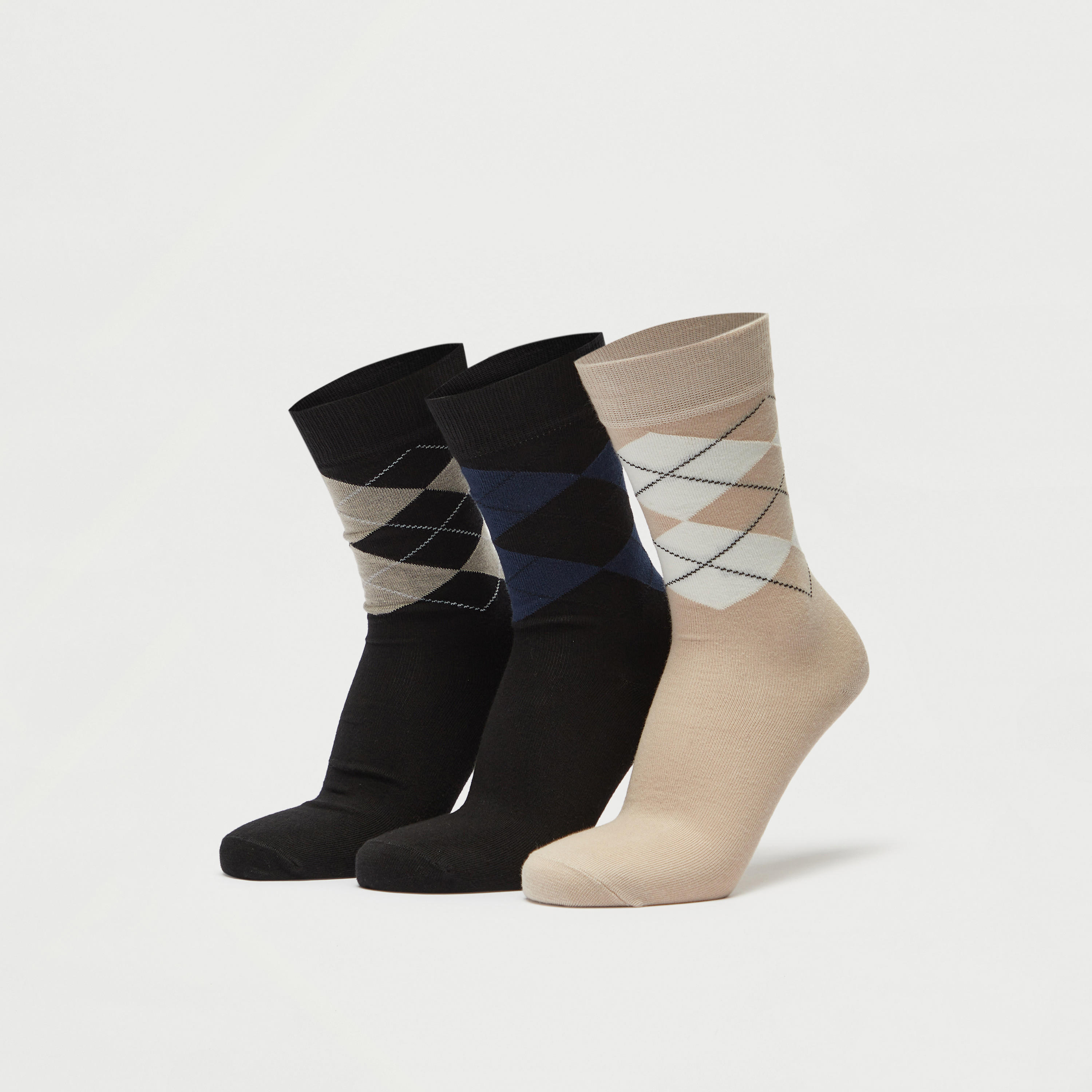 جوارب كاروهات بطول ربلة الساق - طقم 3 أزواج-men-socks-image-1