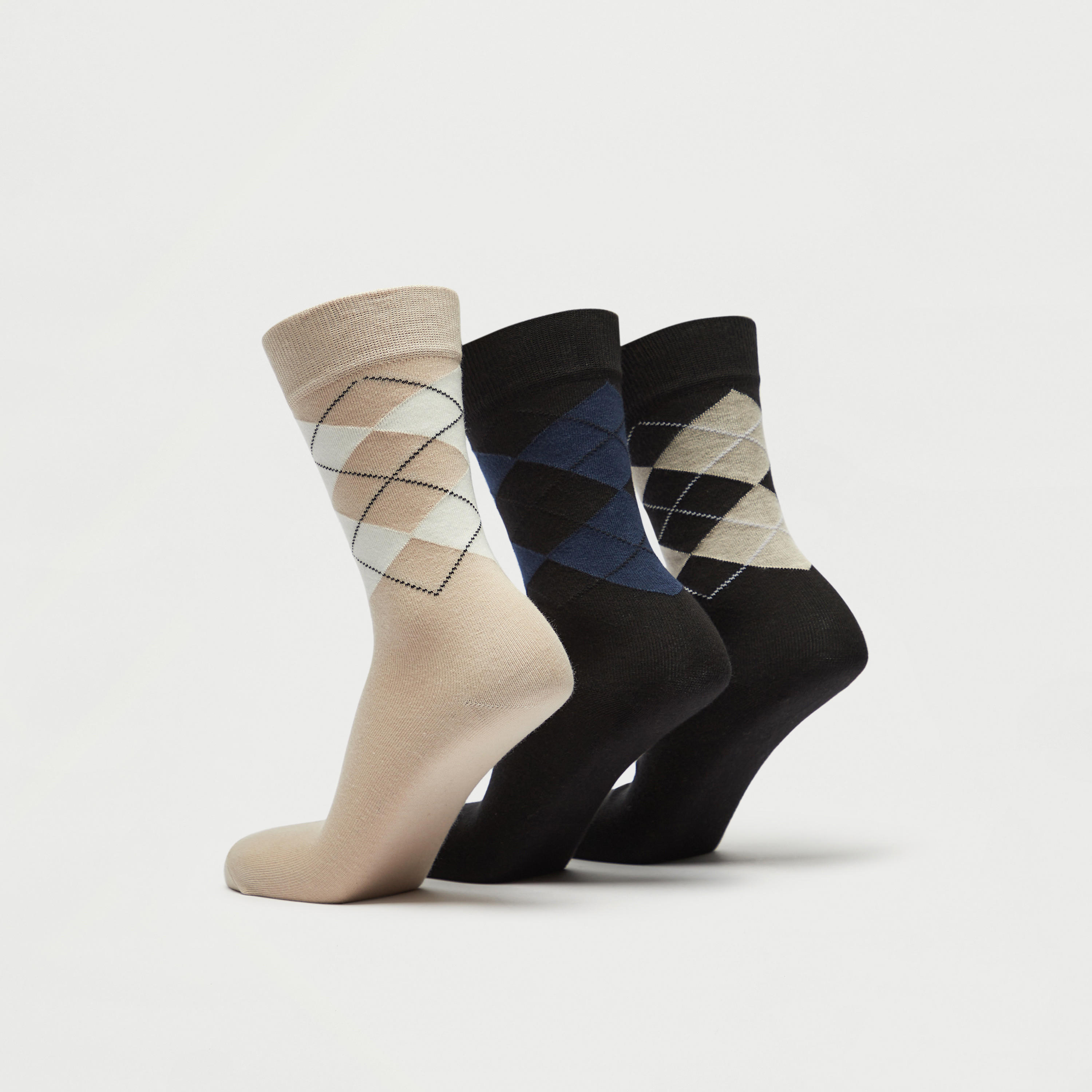 جوارب كاروهات بطول ربلة الساق - طقم 3 أزواج-men-socks-image-2