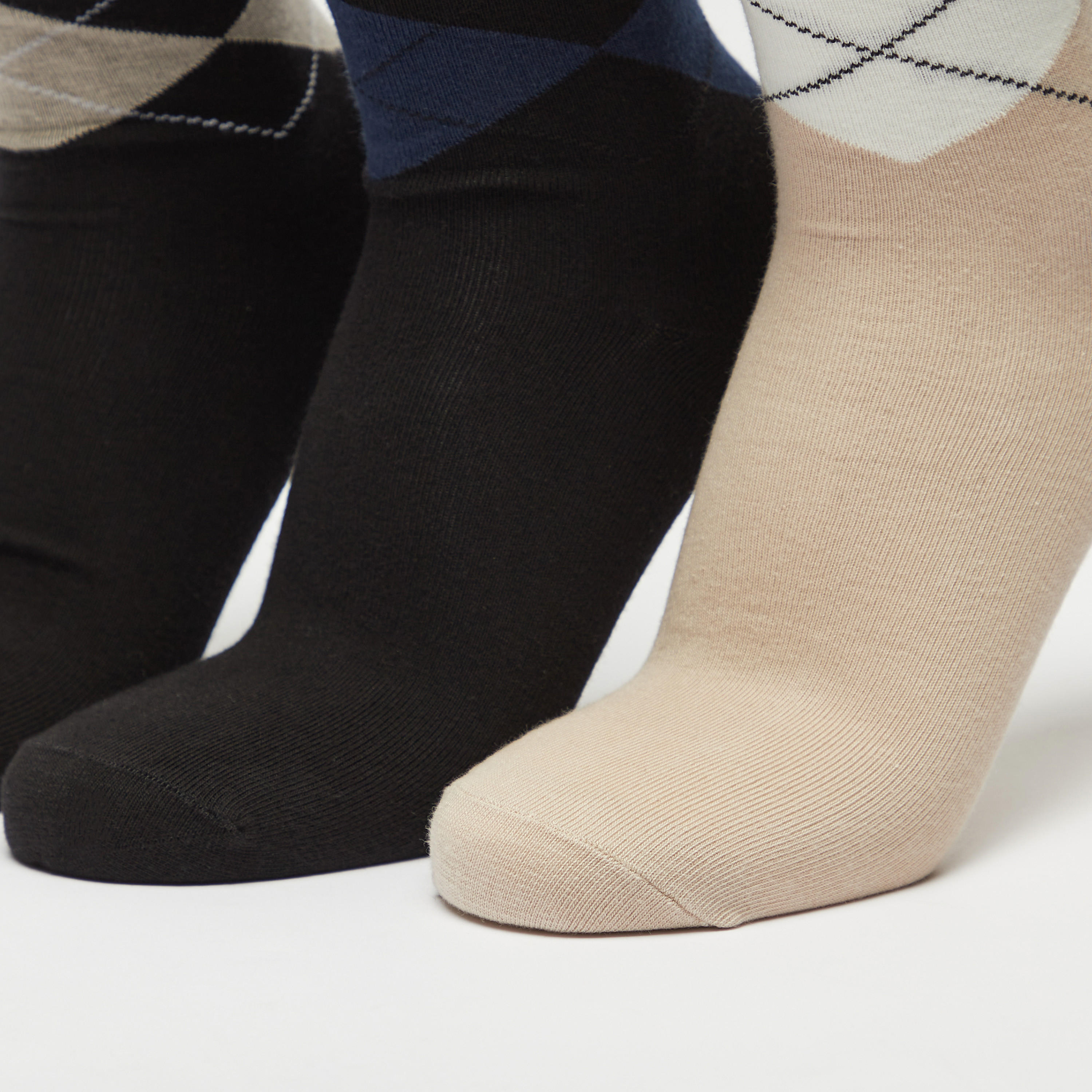 جوارب كاروهات بطول ربلة الساق - طقم 3 أزواج-men-socks-image-3