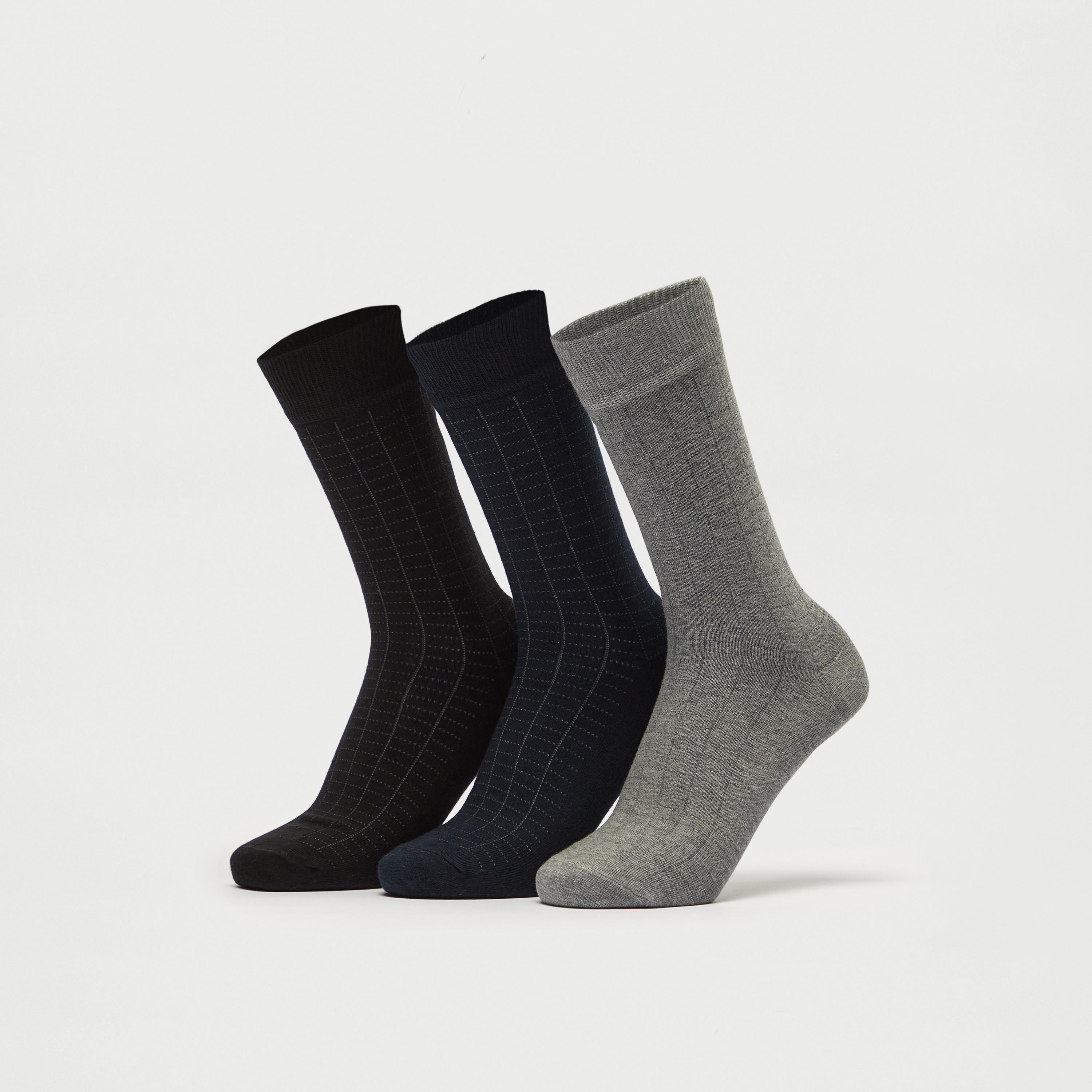 جوارب كاروهات بطول ربلة الساق - طقم 3 أزواج-men-socks-image-1