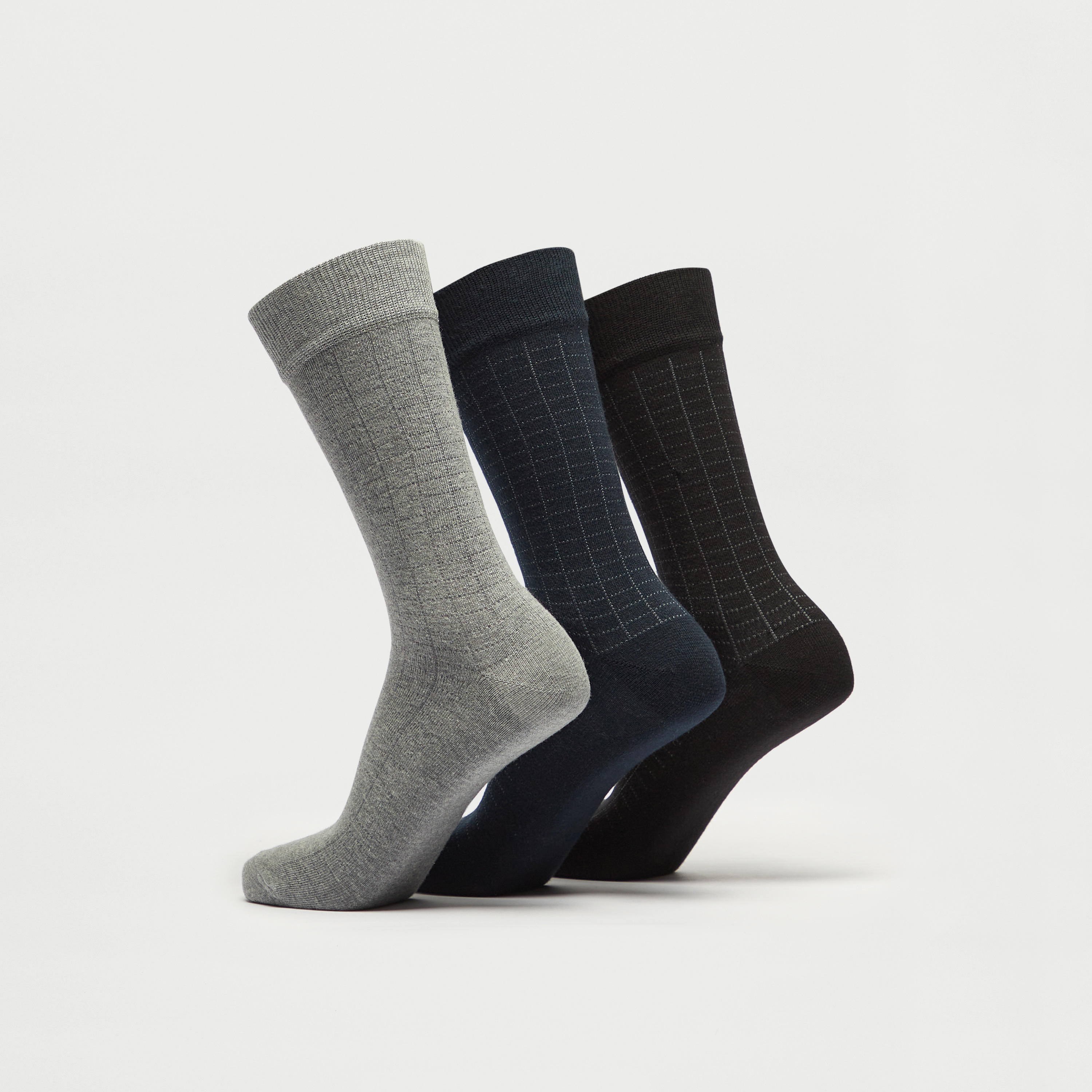 جوارب كاروهات بطول ربلة الساق - طقم 3 أزواج-men-socks-image-2