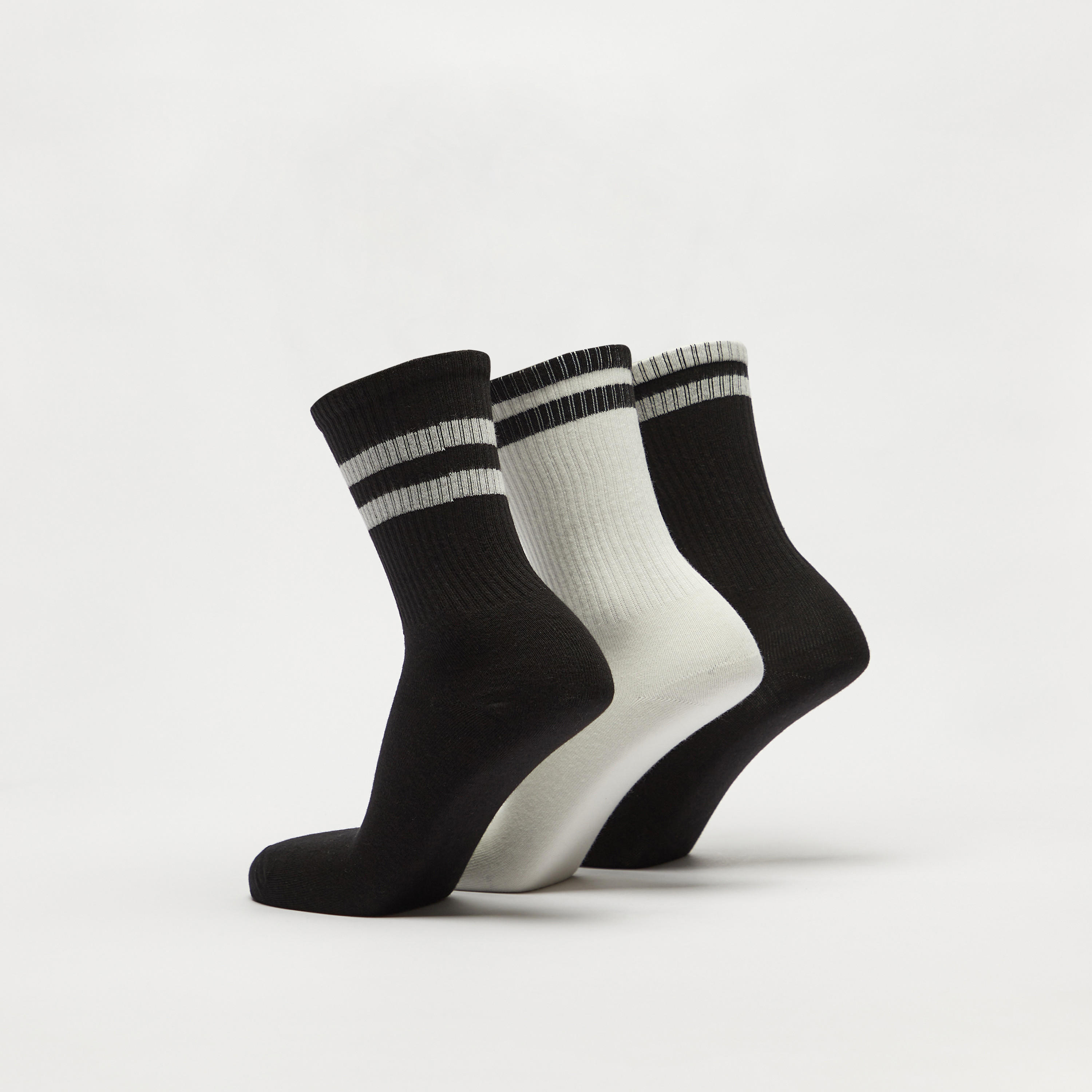 جوارب مخطّطة بطول ربلة السّاق - طقم 3 أزواج-men-socks-image-2