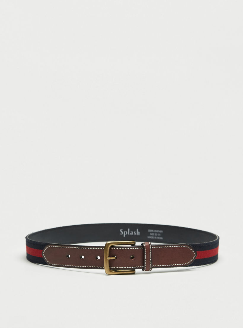 Striped Leather Belt with Pin Buckle Closure-men-beltsandwallets-belts-image-1