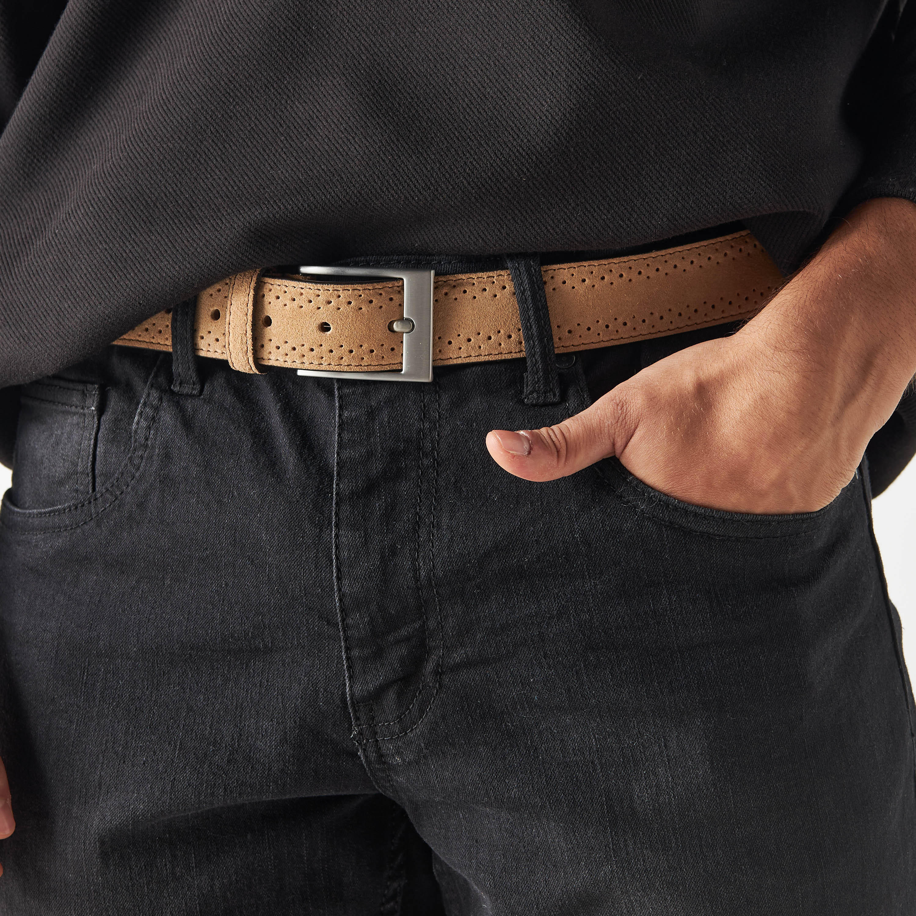 حزام جلد بارز الملمس بإبزيم إغلاق بدبوس-men-beltsandwallets-belts-image-2